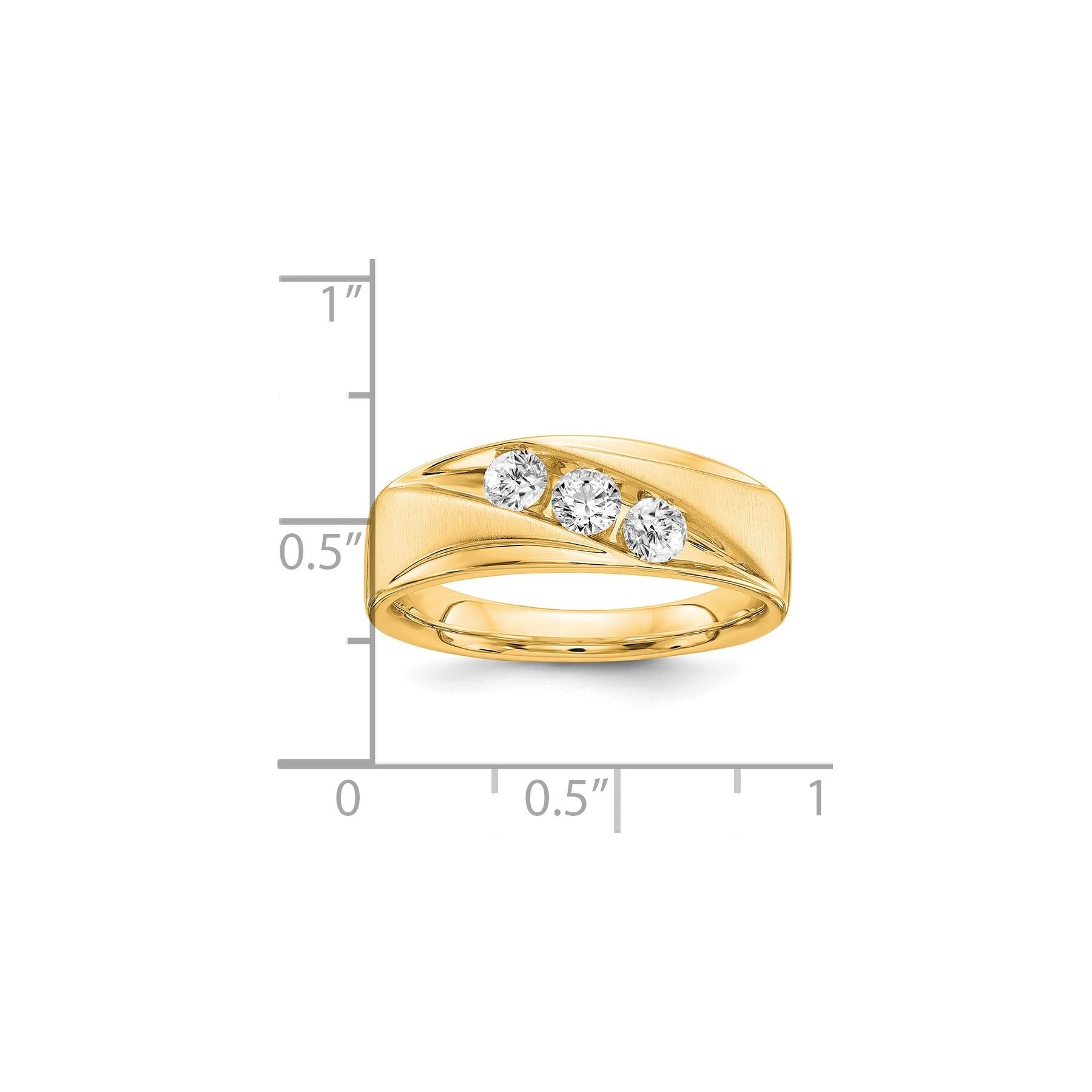 Lab Grown Diamond Three Stone Wedding Band Men Ring