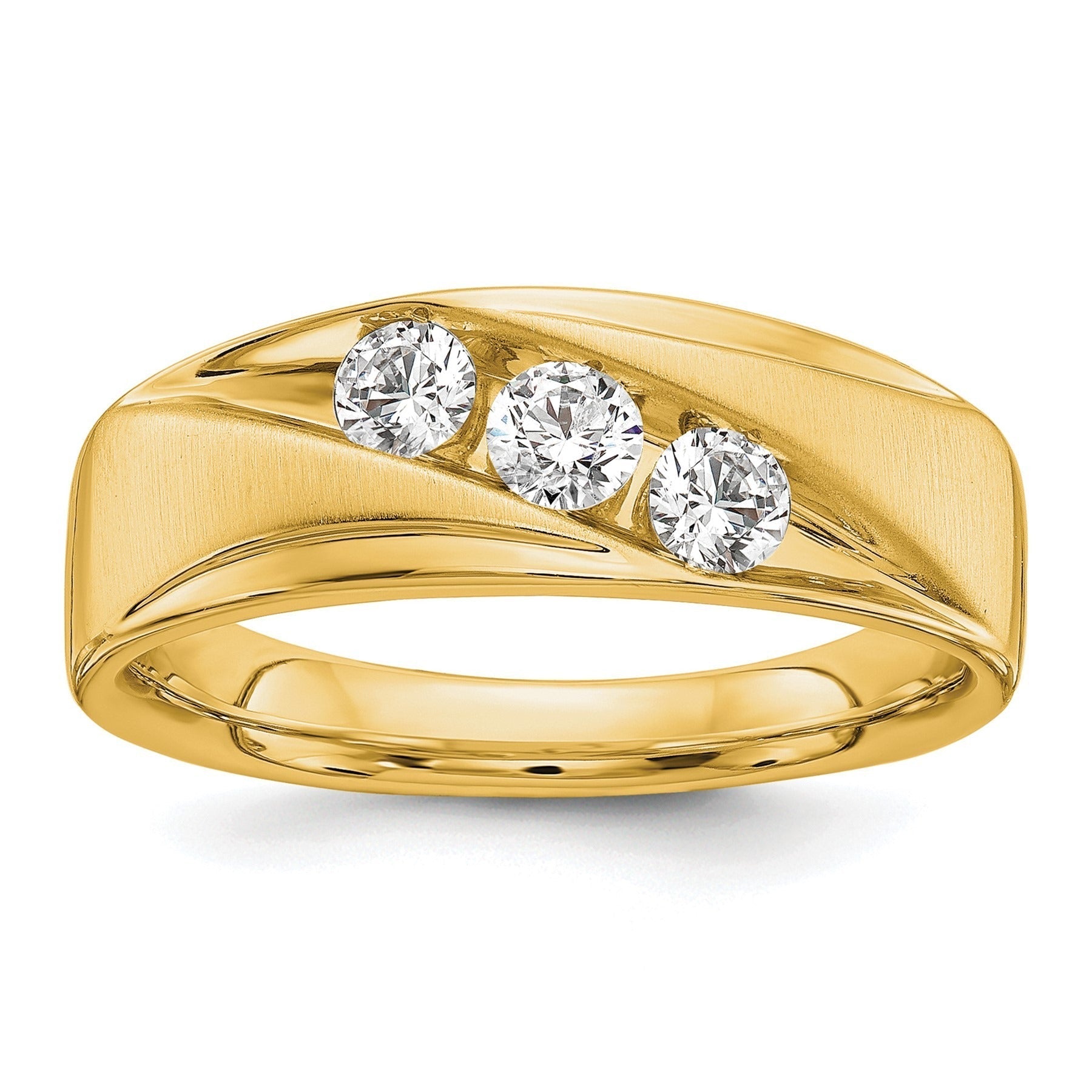 Lab Grown Diamond Three Stone Wedding Band Men Ring 0.625 ct