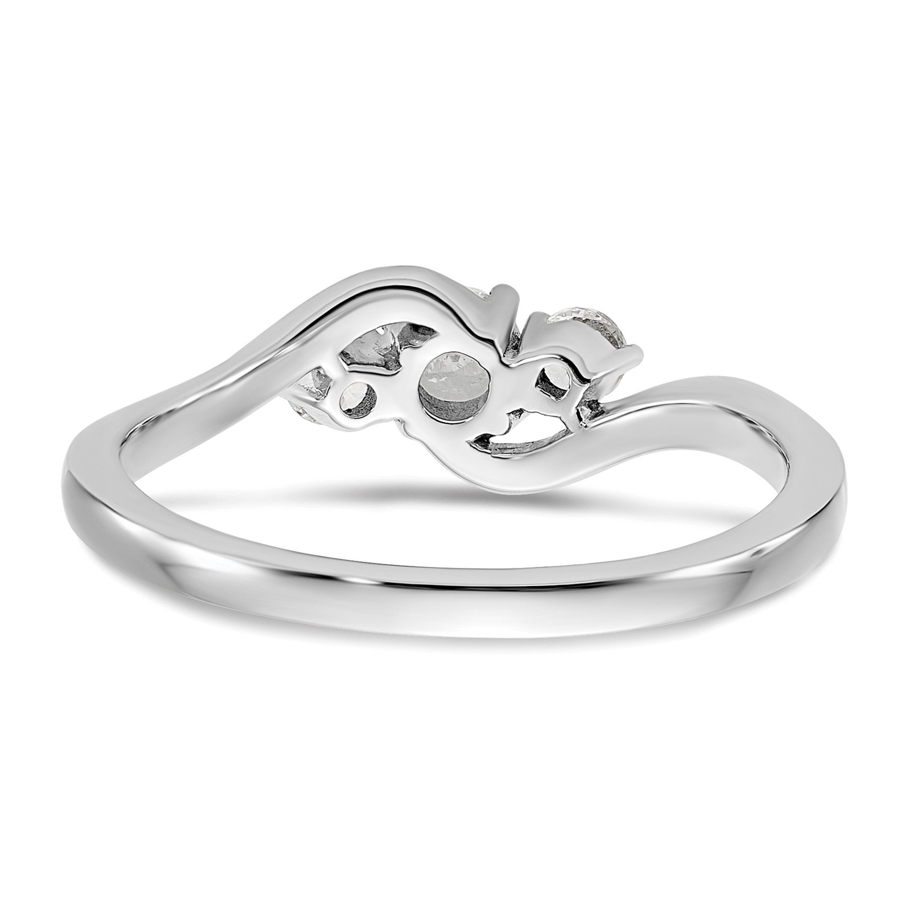 14K White Gold Lab Grown Diamond Petite Round 3 Stone Ring