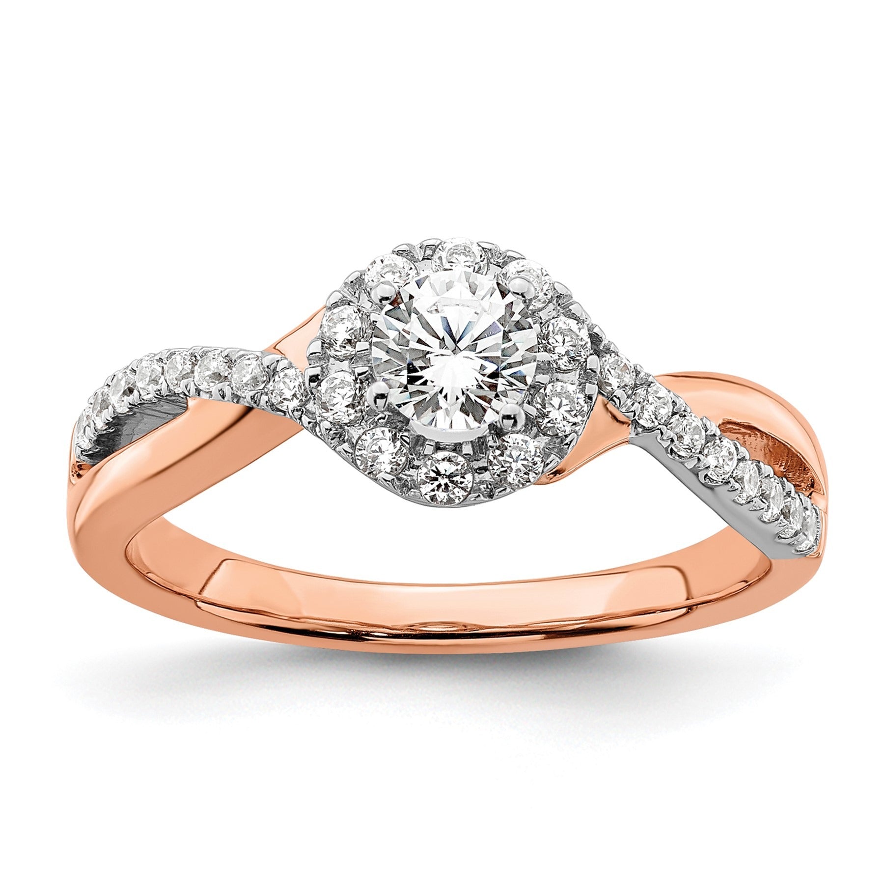 Lab Grown Diamond Halo Criss Cross Engagement Ring