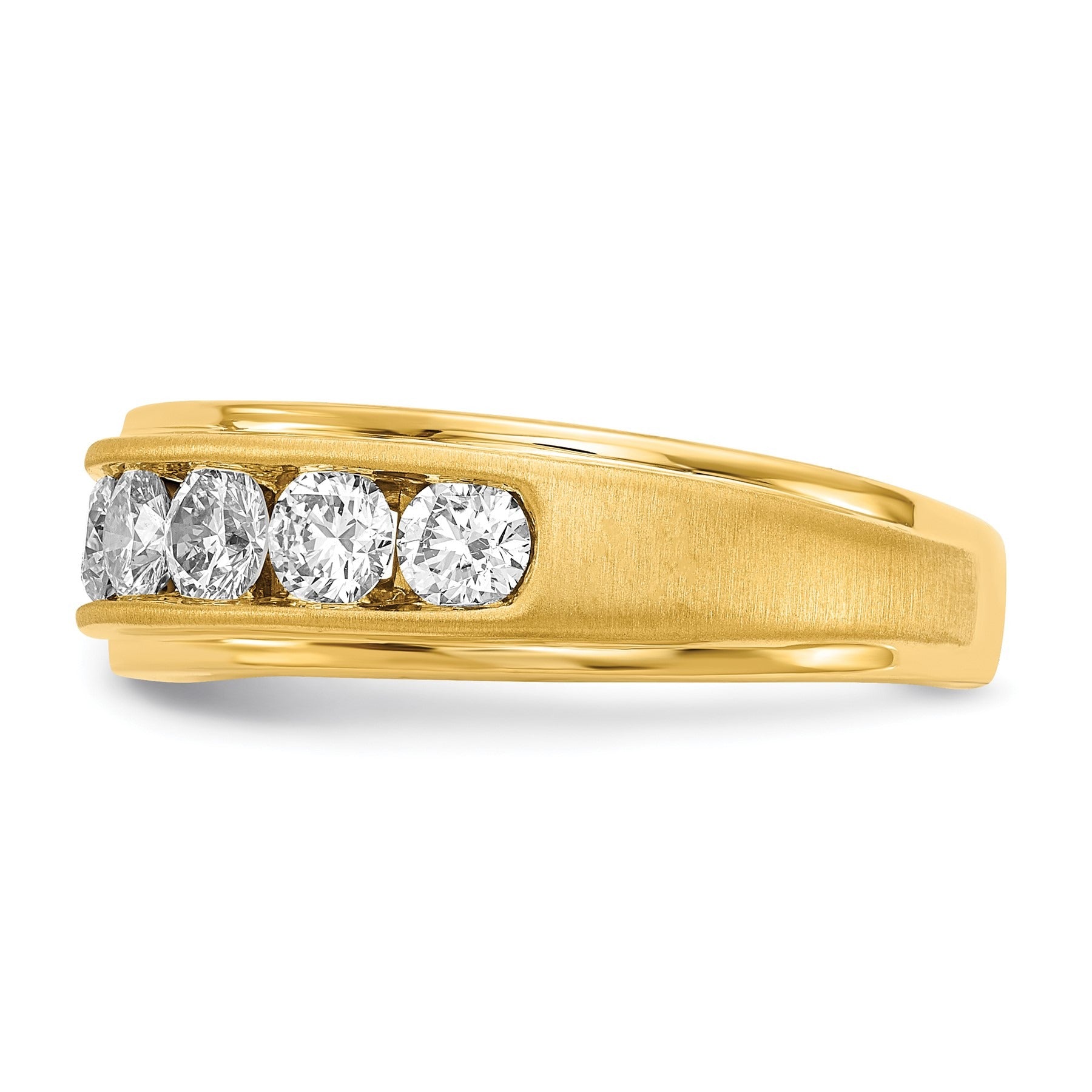10K Yellow Gold Lab Grown Diamond Seven Stone Men's Wedding Band Ring
