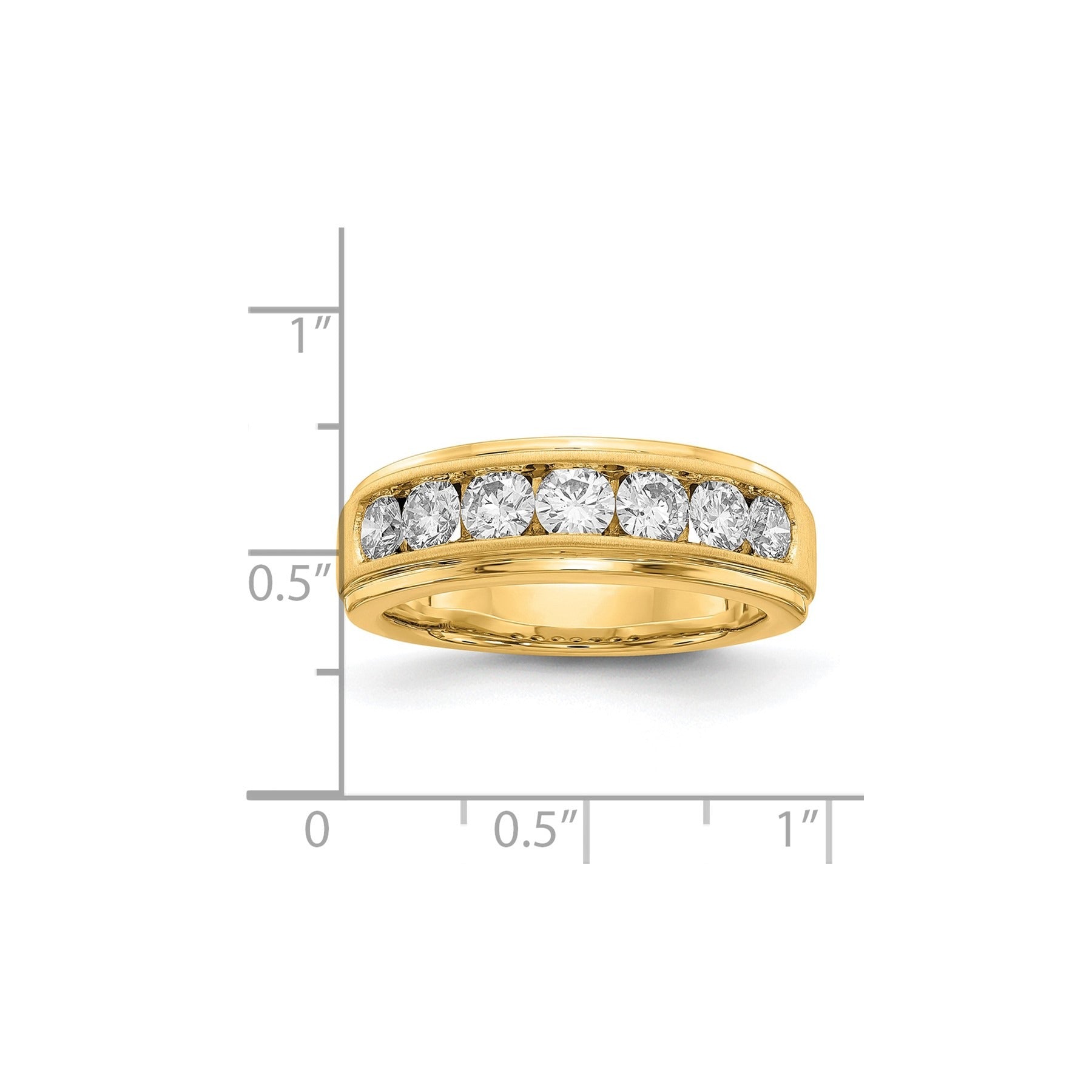 10K Yellow Gold Lab Grown Diamond 7 Stone Men's Wedding Ring 1.5 Ct
