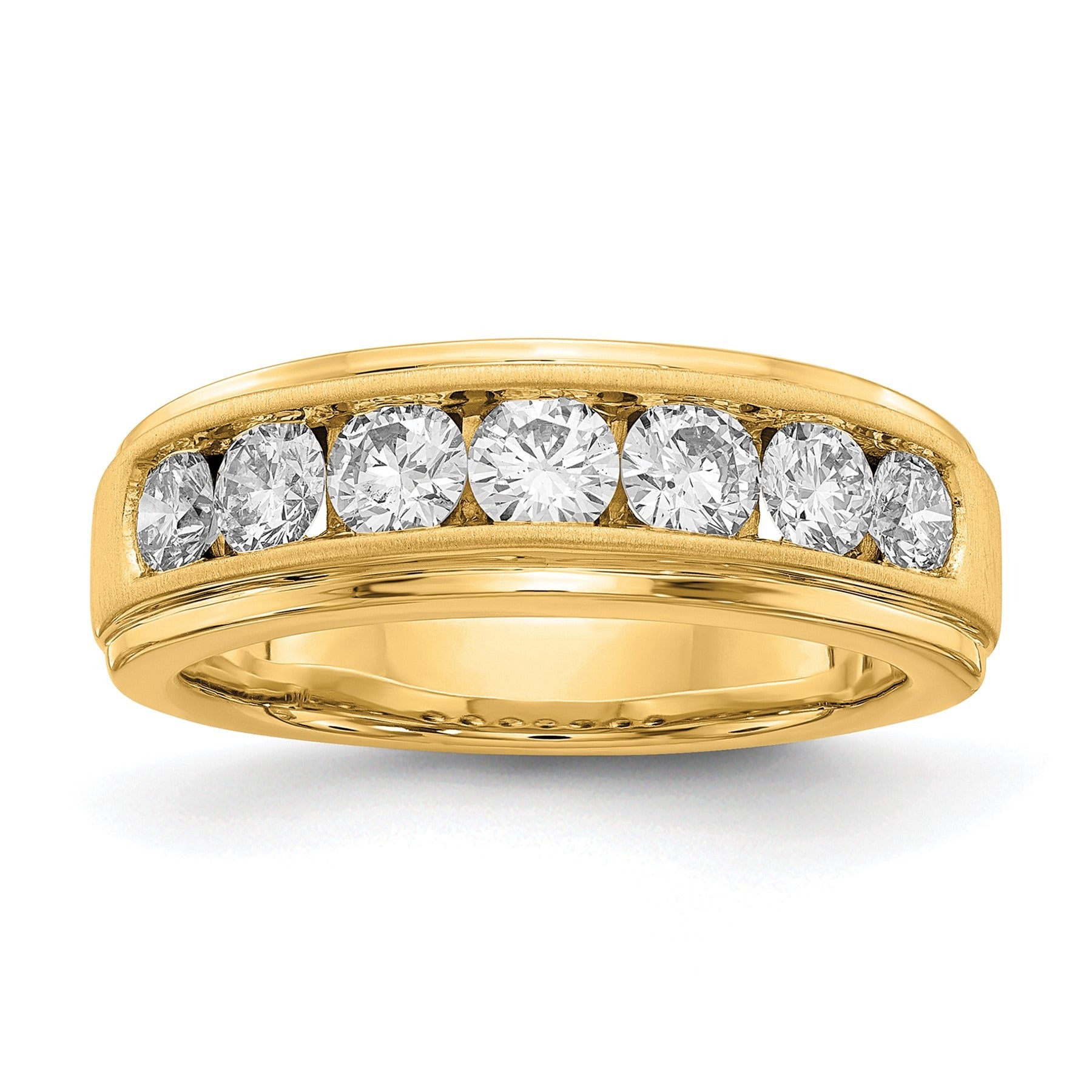 10K Yellow Gold Lab Grown Diamond Seven Stone Men's Wedding Band Ring