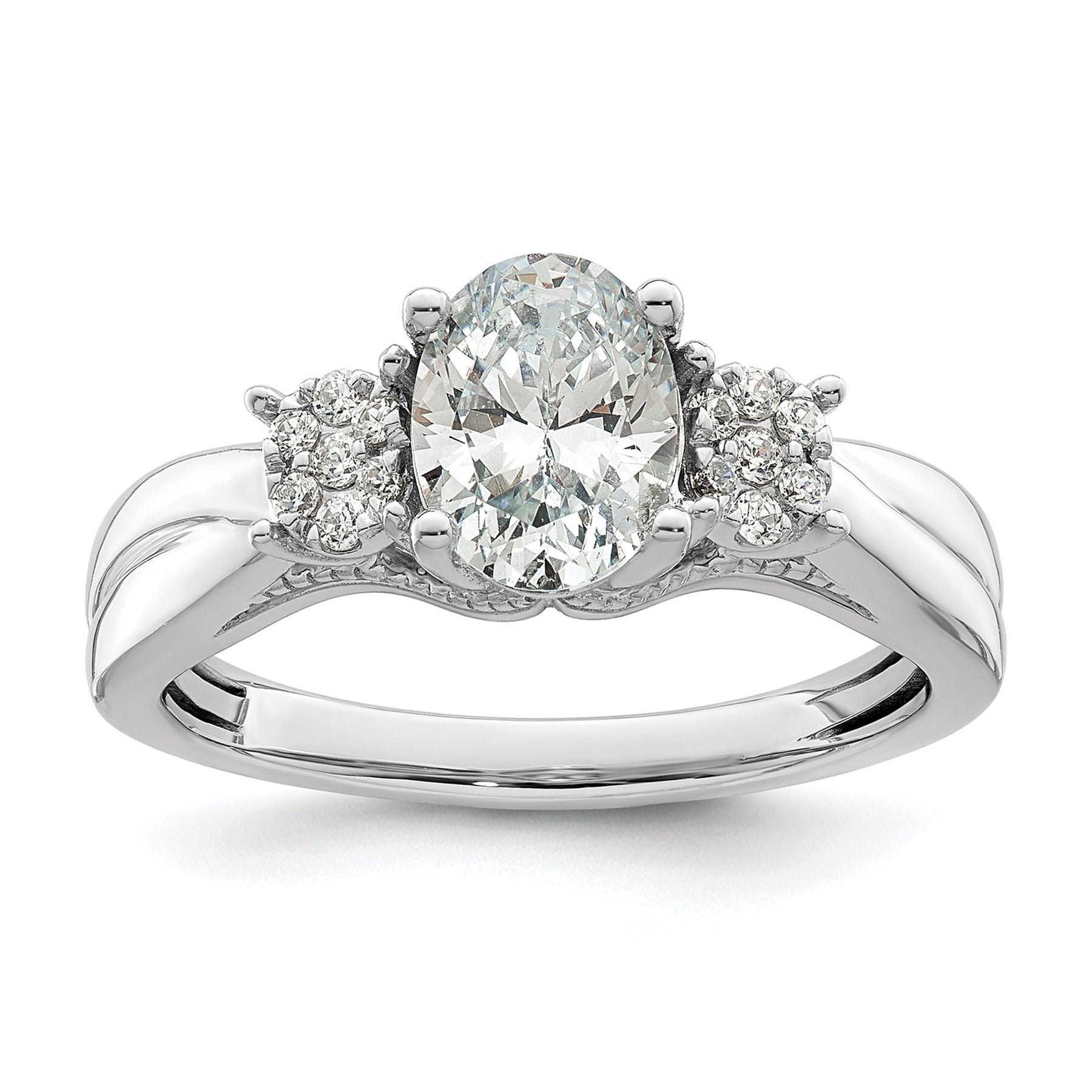 14K White Gold Lab Diamond 3-Stone Semi Mount Engagement Ring 1 Ct