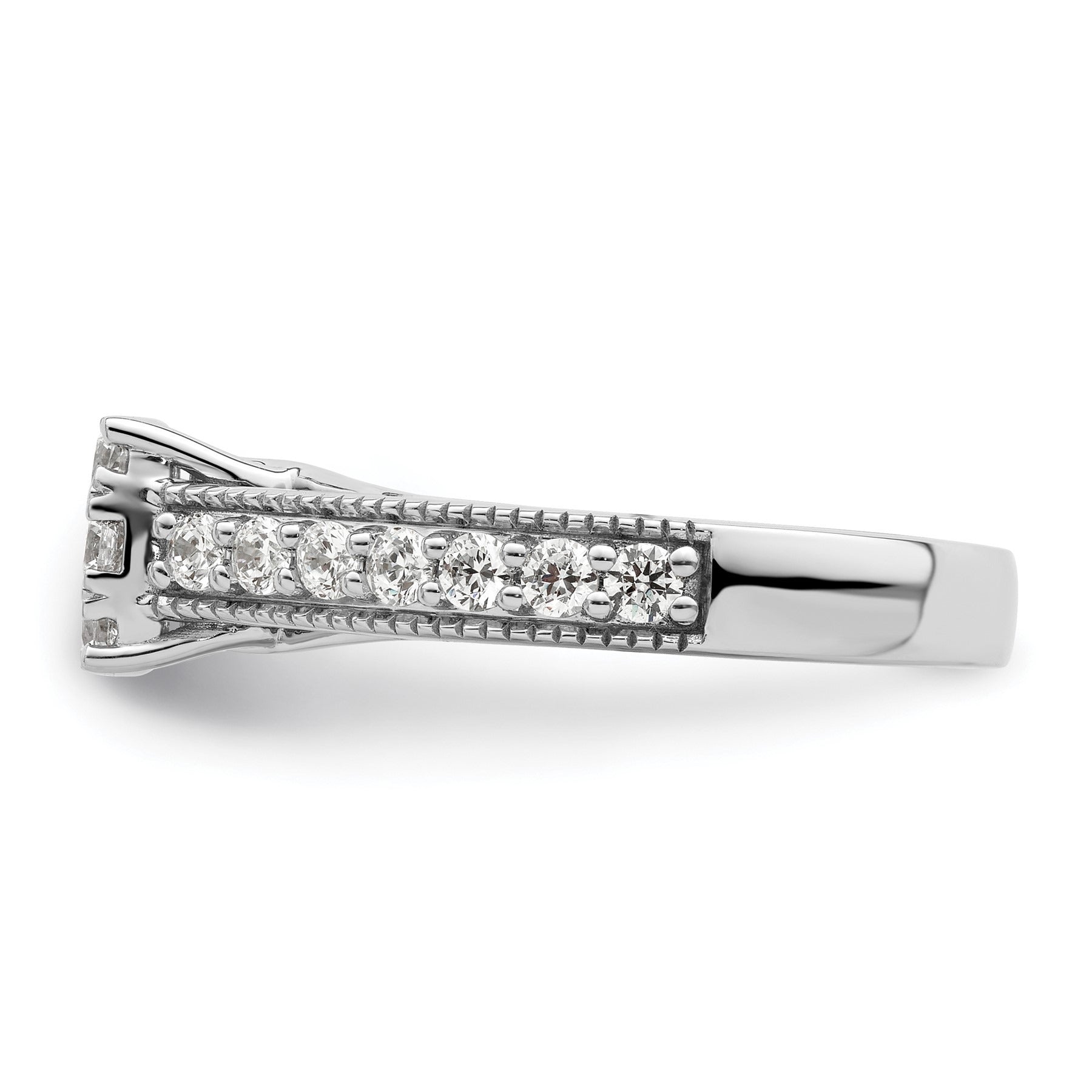 14K White Gold 1 Carat Lab Grown Diamond Cluster Engagement Ring
