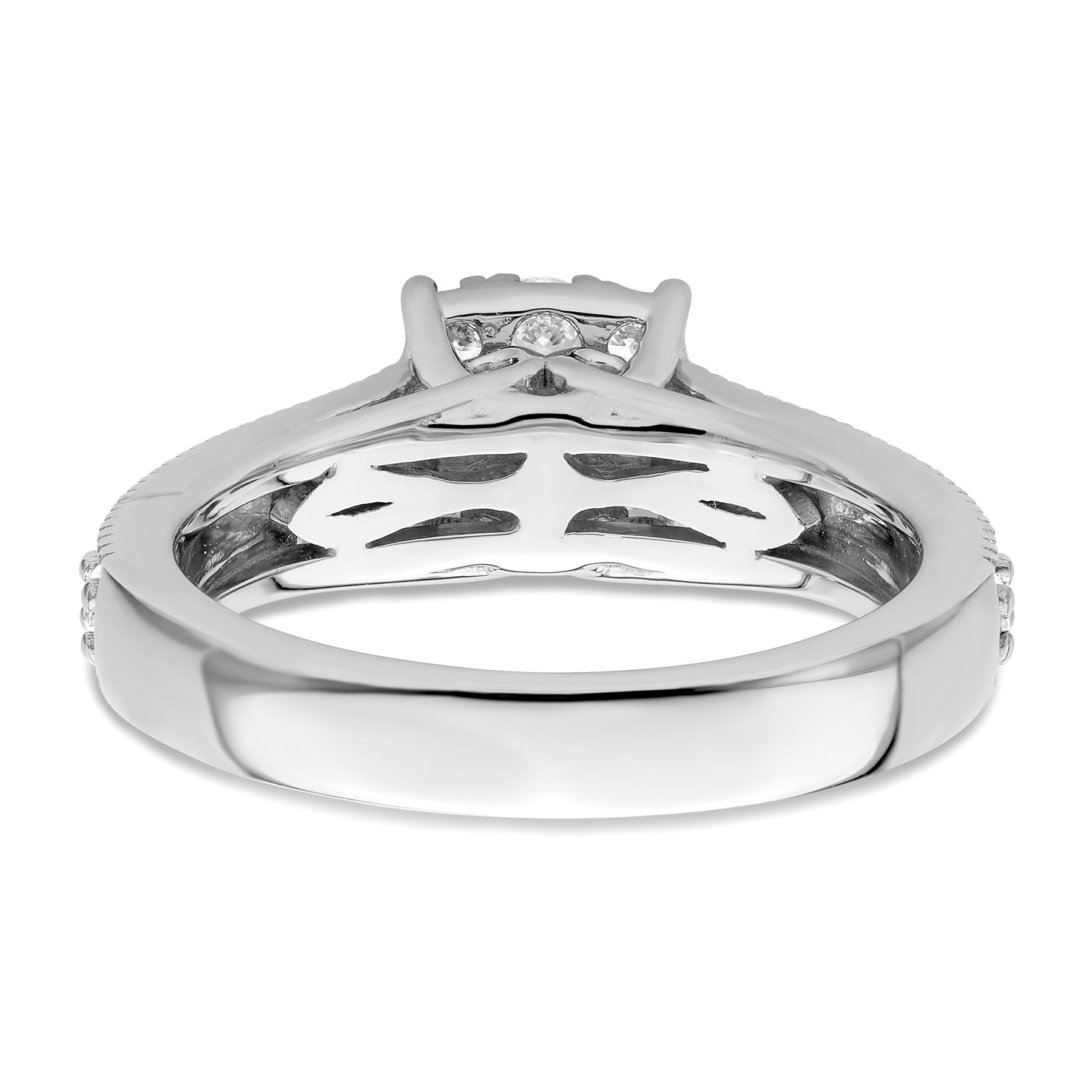 14K White Gold 1 Carat Lab Grown Diamond Cluster Engagement Ring