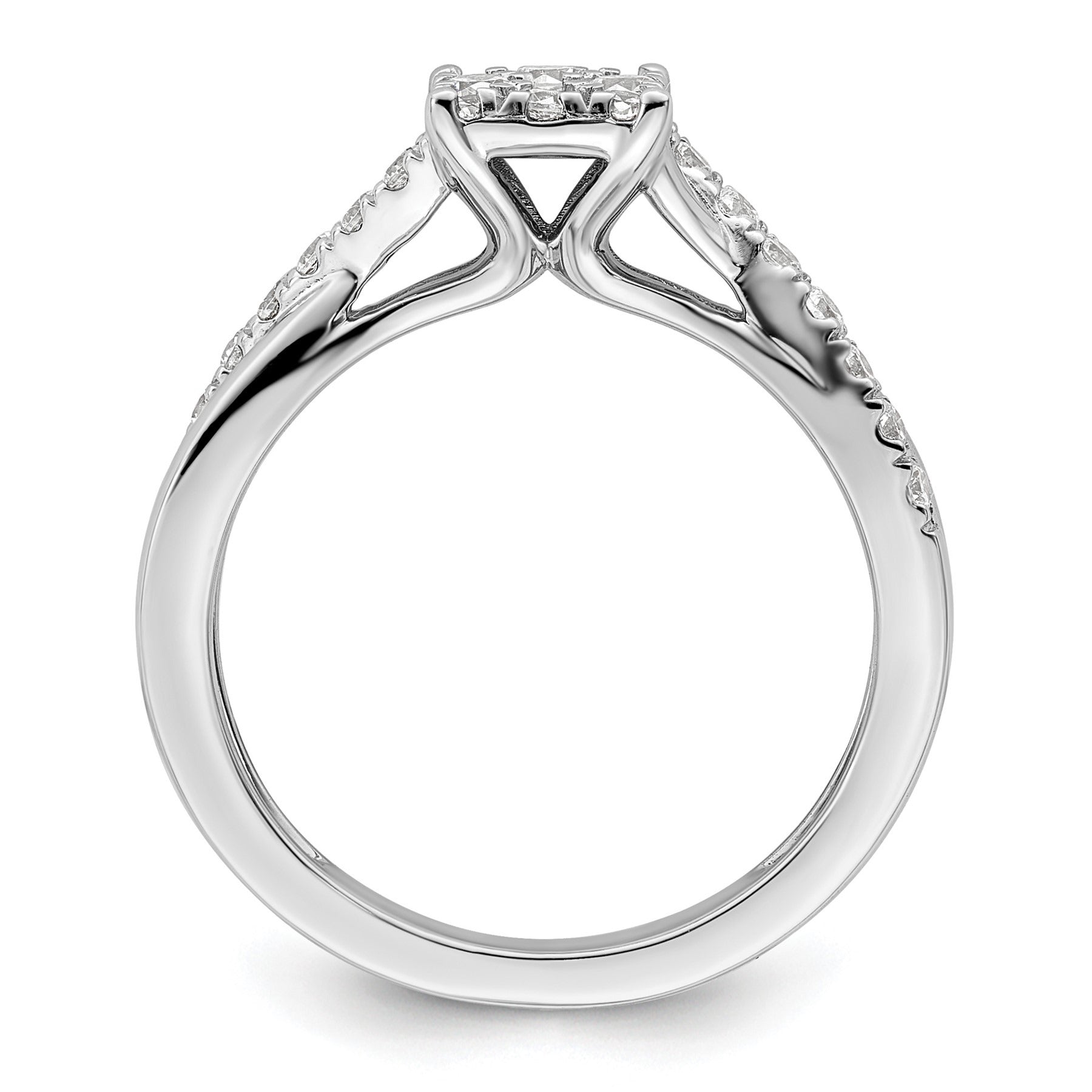 14k White Gold Lab Grown Diamond Cluster Engagement Ring 0.5 ct