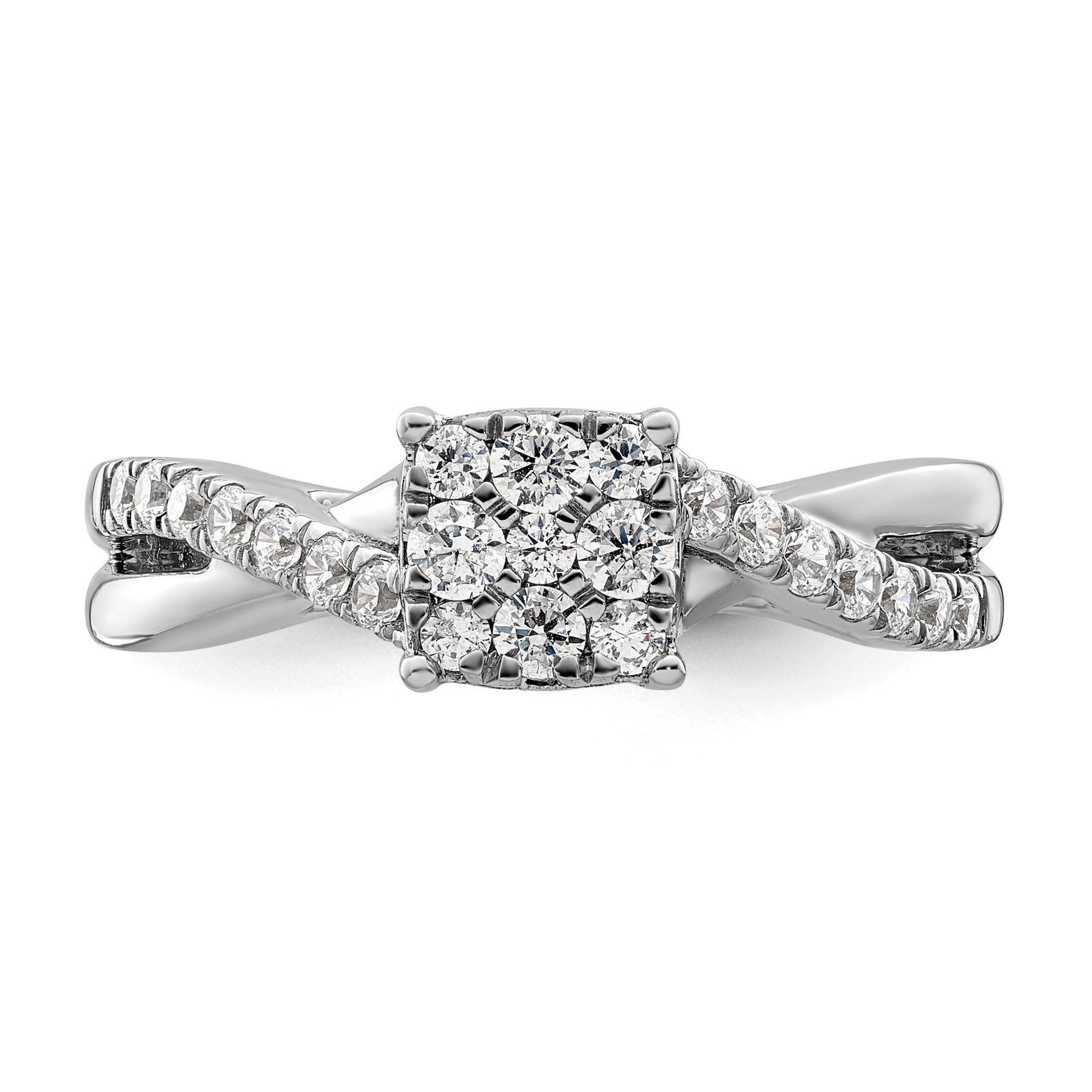 14k White Gold Lab Grown Diamond Cluster Engagement Ring 0.5 ct