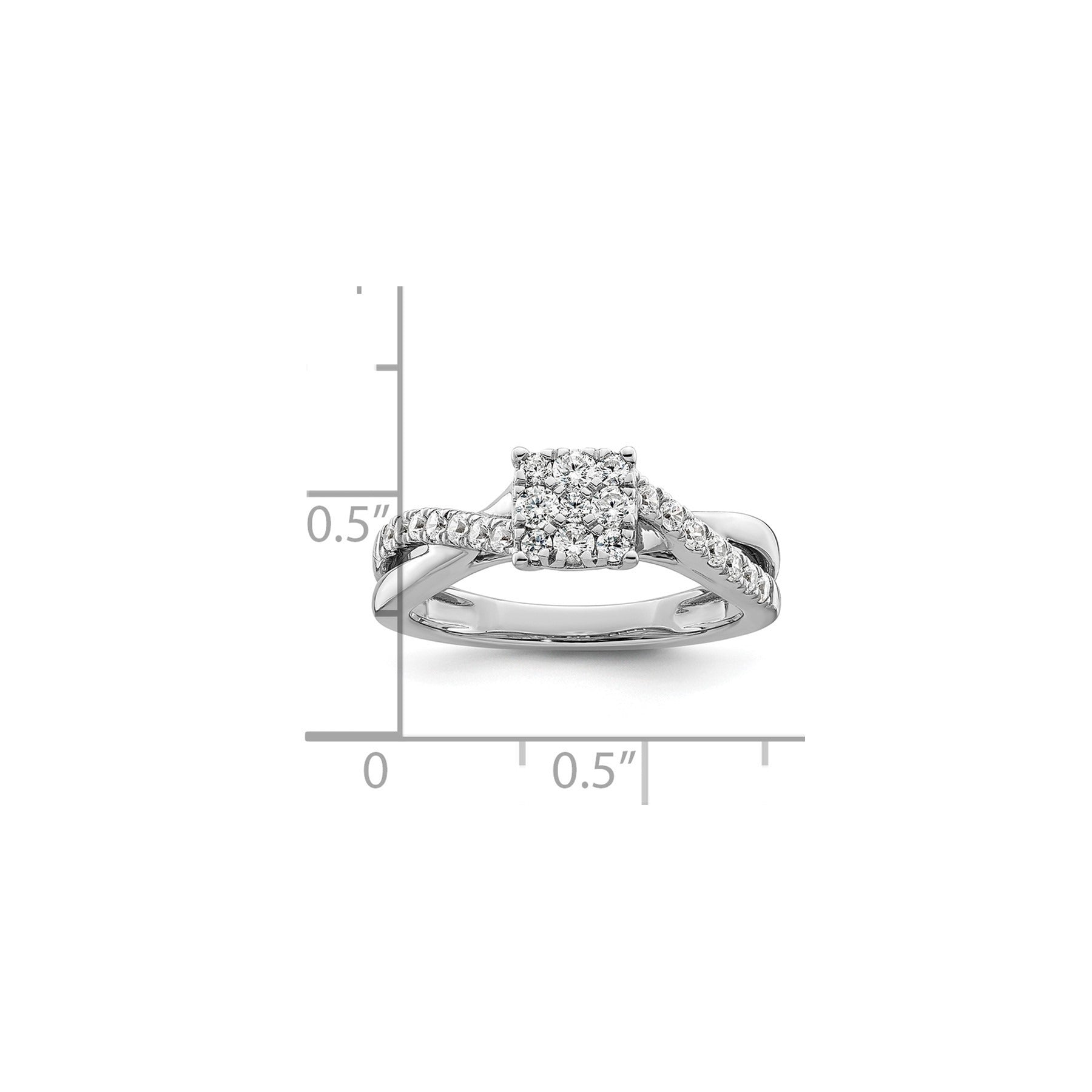 14k White Gold Lab Grown Diamond Cluster Engagement Ring