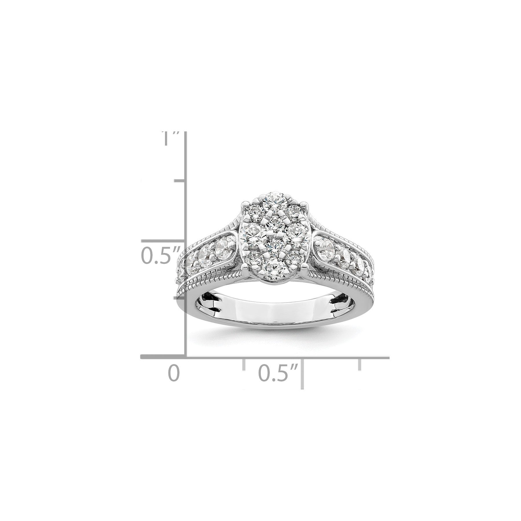 14k White Gold Lab Grown Diamond Cluster Engagement Ring 1 ct