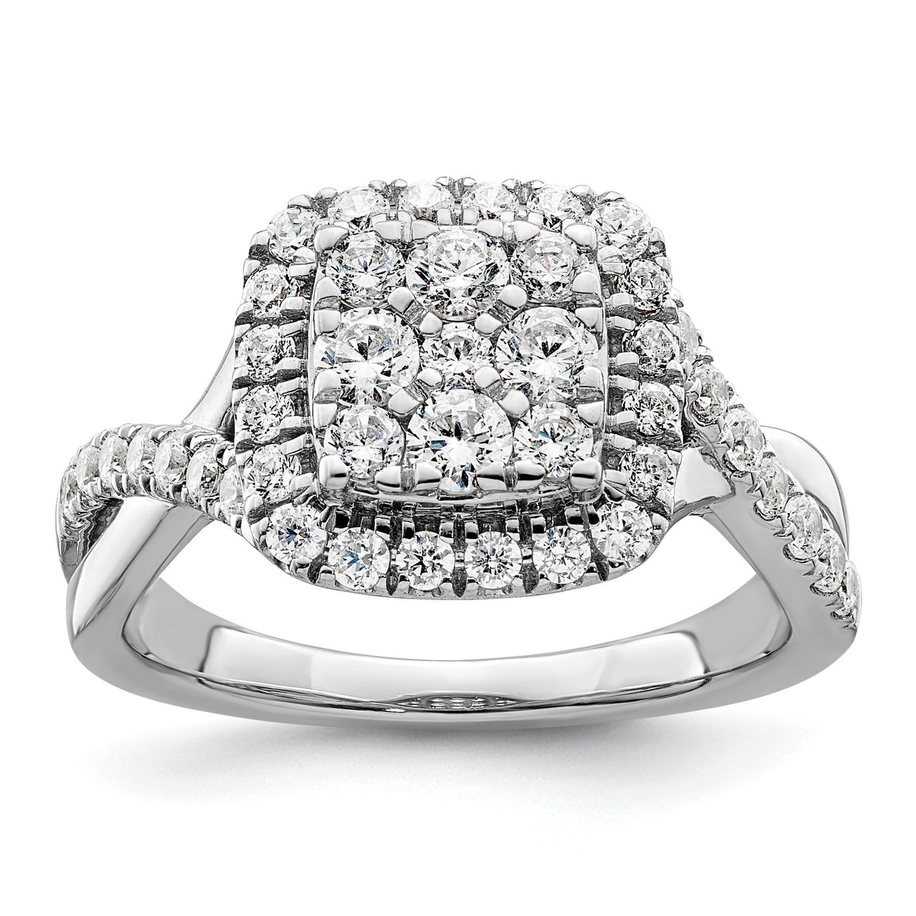 White Gold Lab Grown Diamond Cluster Engagement Ring