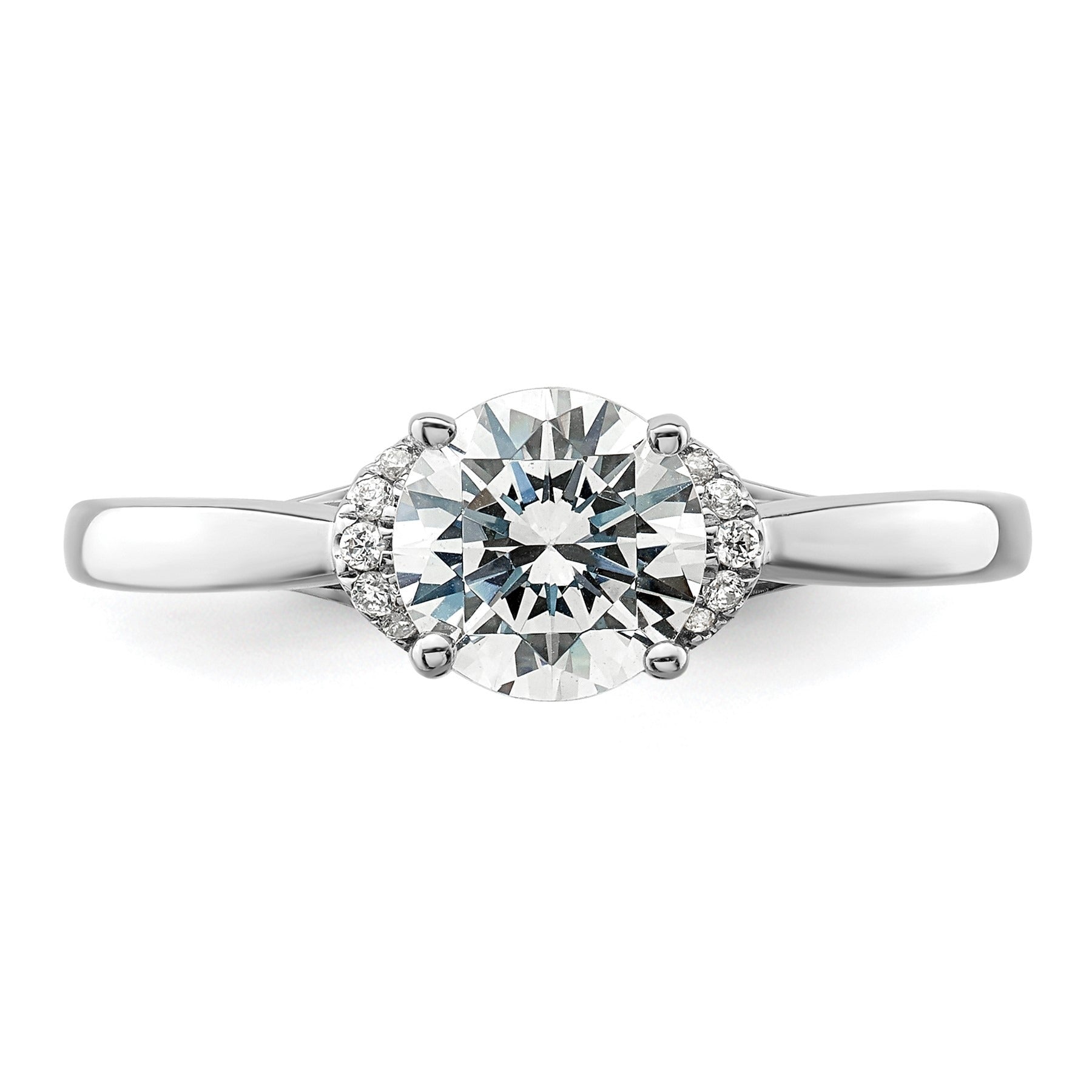 14k White Gold Lab Grown Diamond Round Semi Mount Solitaire Ring