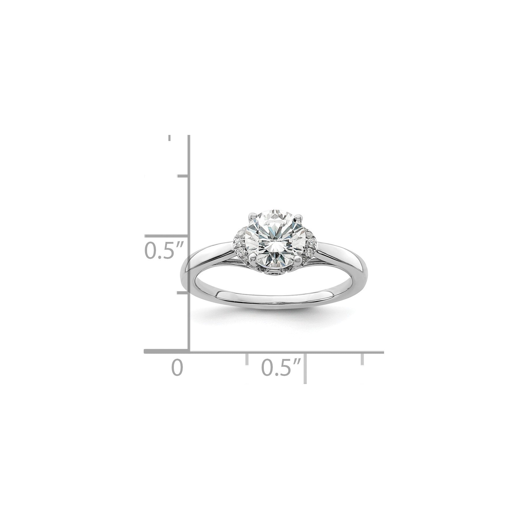 14k White Gold Lab Grown Diamond Round Semi Mount Solitaire Ring