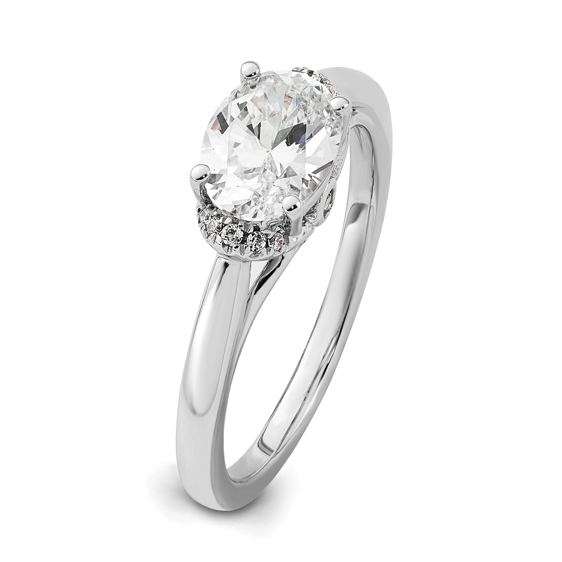 Lab Grown Diamond East-West Oval Semi Mount Engagement Ring 1 Ct