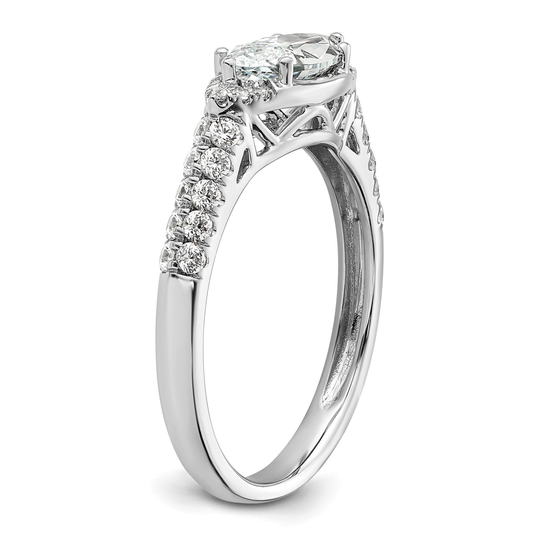 14k White Gold Lab Grown Diamond Engagement East West Ring Semi Mount 0.34 Ct