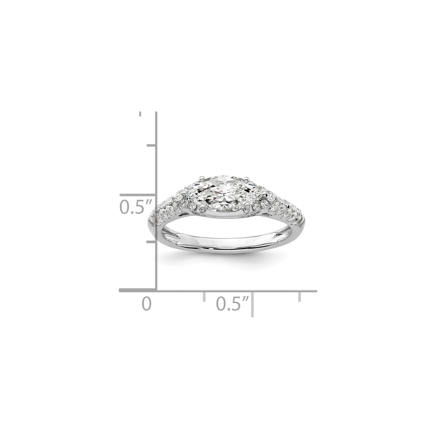 14k White Gold Lab Grown Diamond Engagement East West Ring Semi Mount