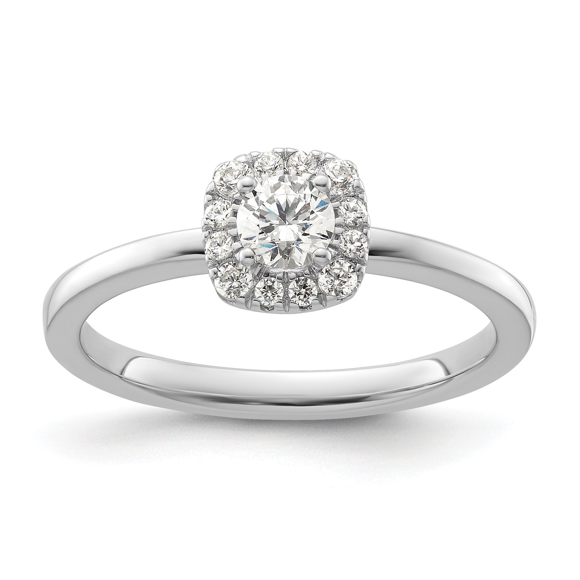 14k White Gold Lab Grown Diamond Petite Halo Engagement Ring