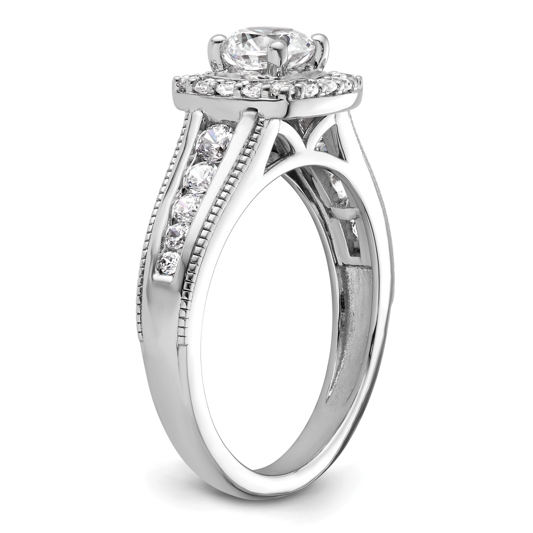 14k White Gold Lab Grown Diamond Halo Engagement Ring 1 ct