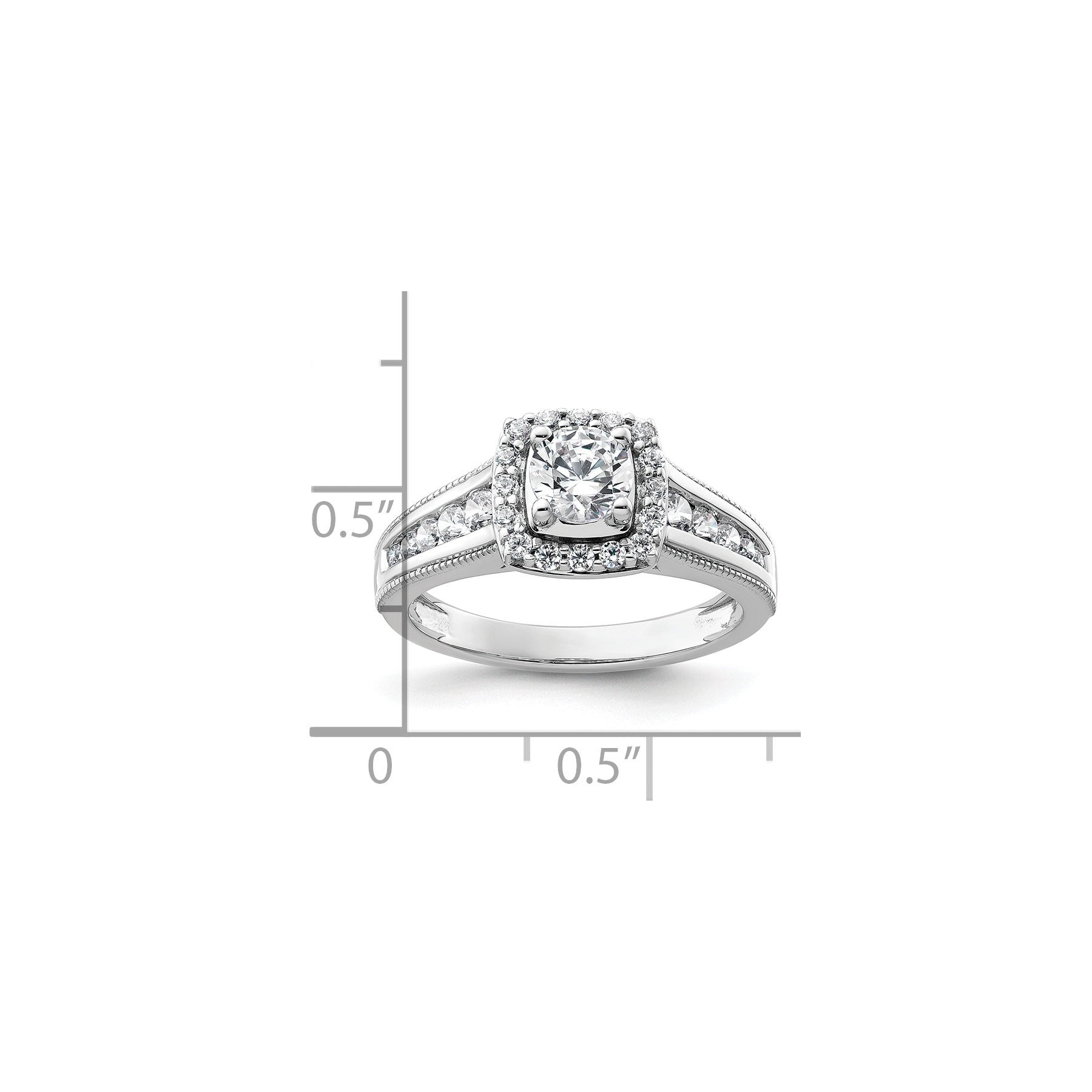 14k White Gold Lab Grown Diamond Halo Engagement Ring 1 ct