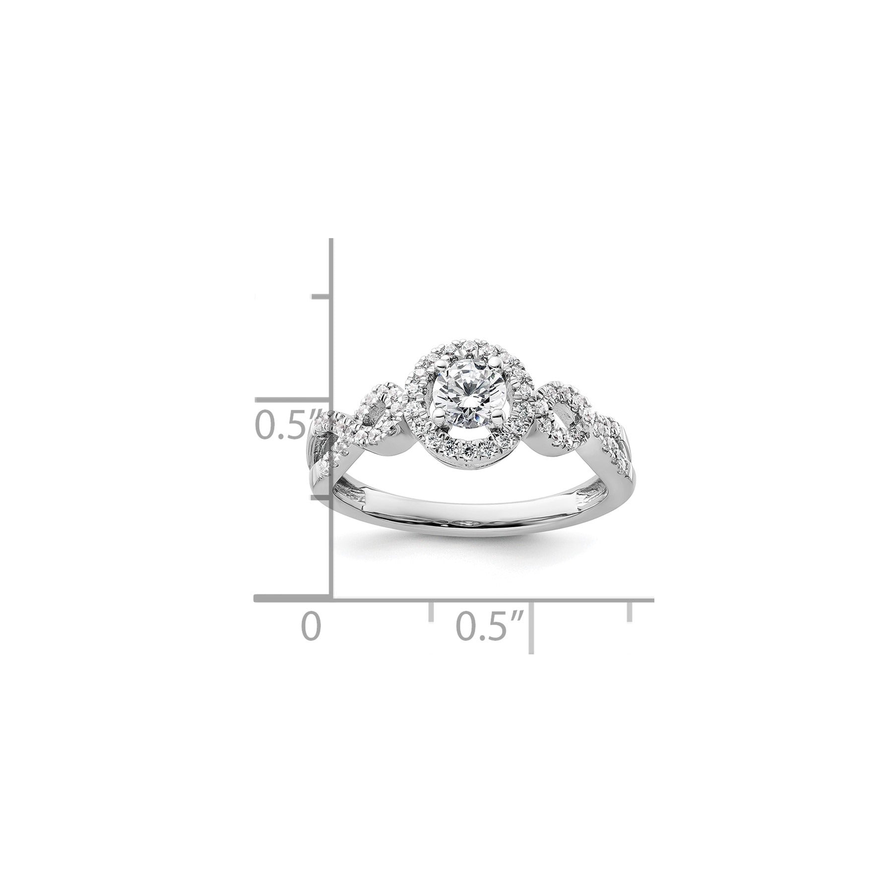 Lab Grown Diamond Halo Criss Cross Ring Gold 0.38 ct