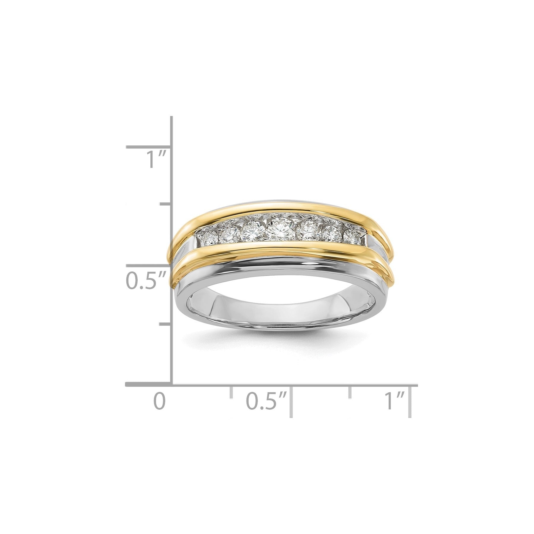 10k Two Tone 1/2 carat Lab Grown Diamond Seven Stone Men's Ring