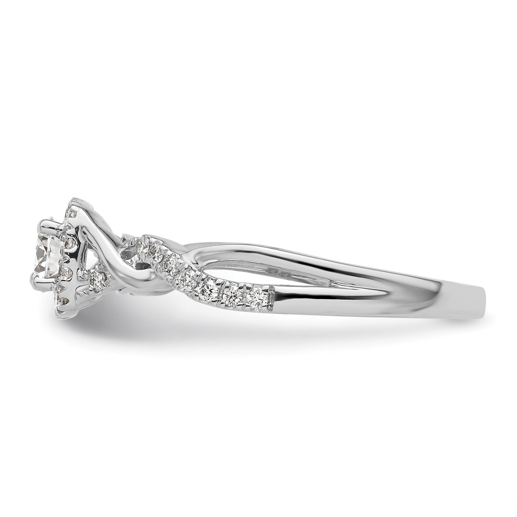 14k White Gold Lab Grown Diamond Bypass Engagement Ring 0.5 Ct.