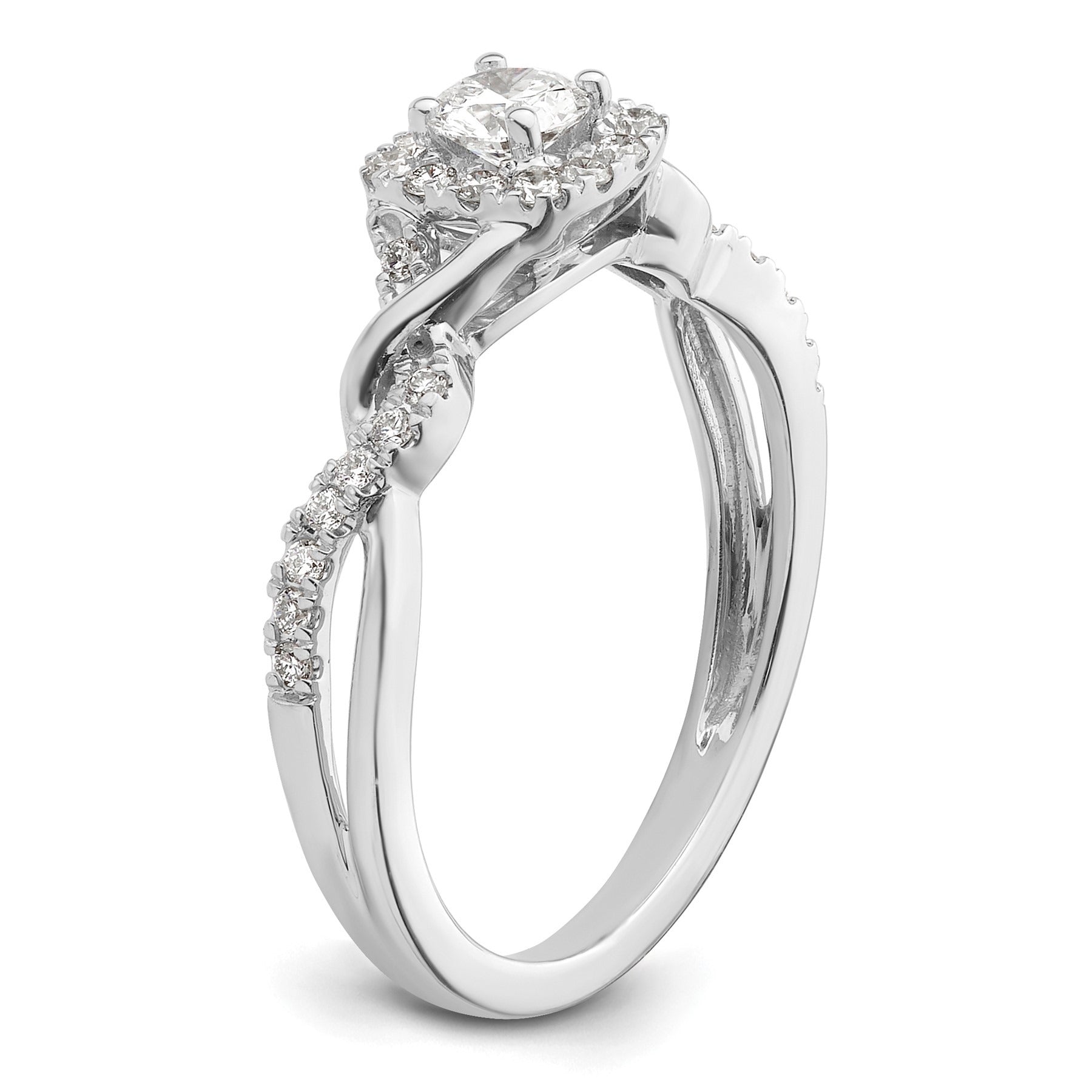 14k White Gold Lab Grown Diamond Bypass Engagement Ring 0.5 Ct.