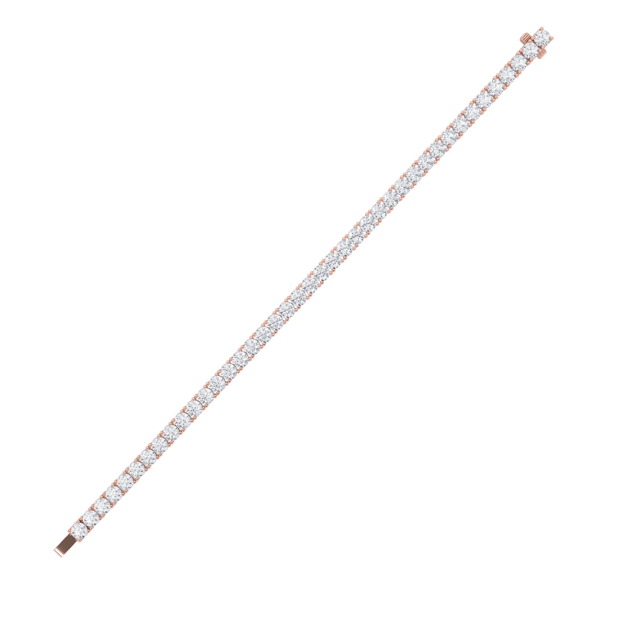 Round Shaped Lab-Grown Diamond Tennis Bracelet in 14K Rose Gold