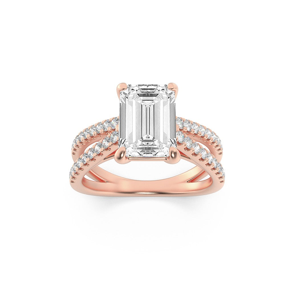 14K Rose Gold 2 Carat Lab Grown Diamond Double Band Ring