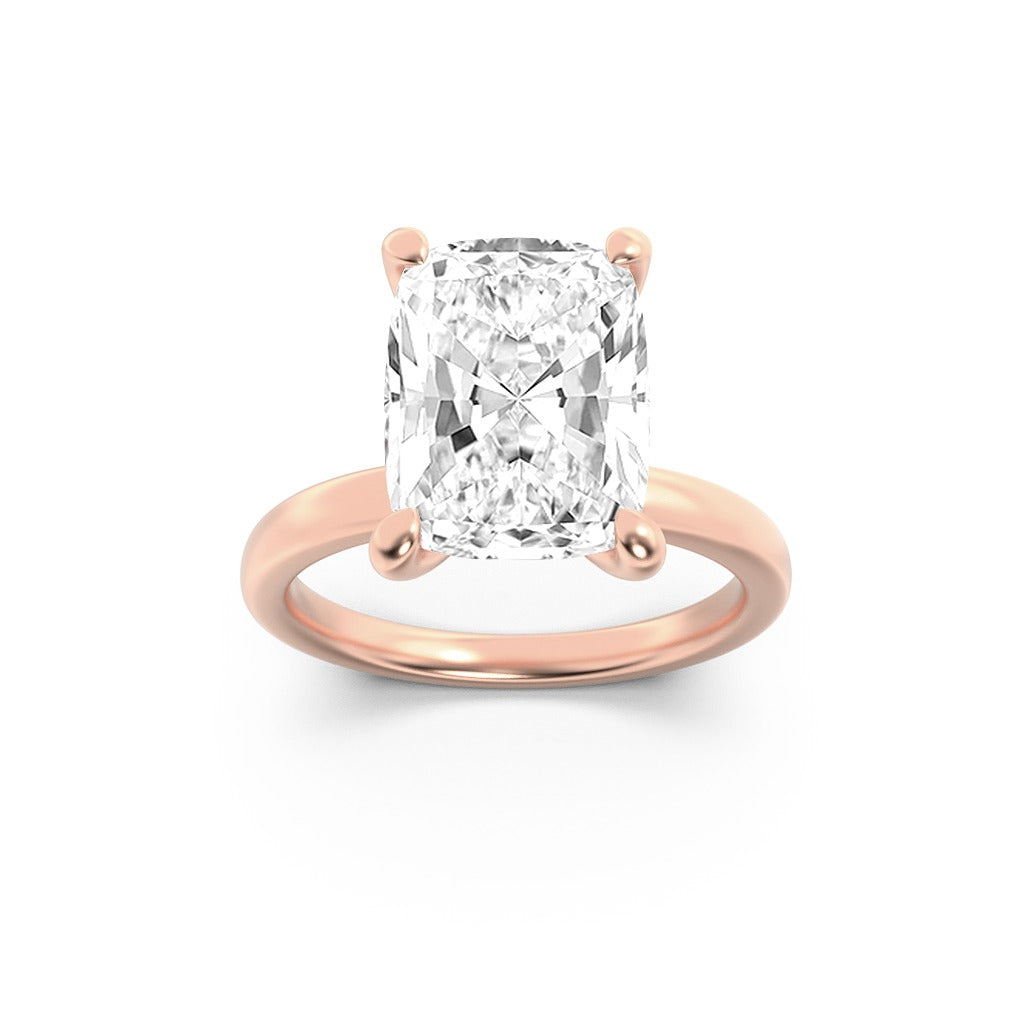 14K Rose Gold Lab Grown Diamond Cushion Solitaire Ring 3.1 Carat
