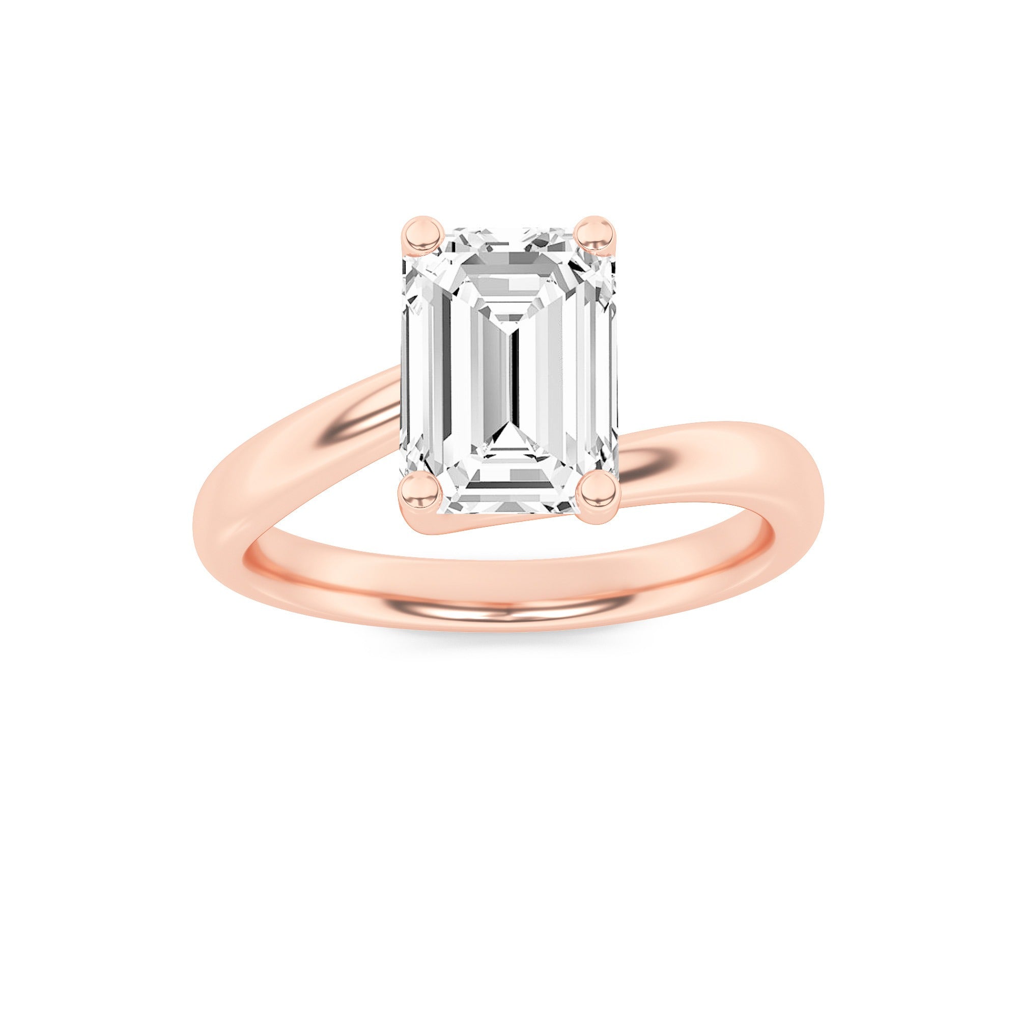 14K Rose Gold Lab Grown Diamond Solitaire Ring 2 Carat
