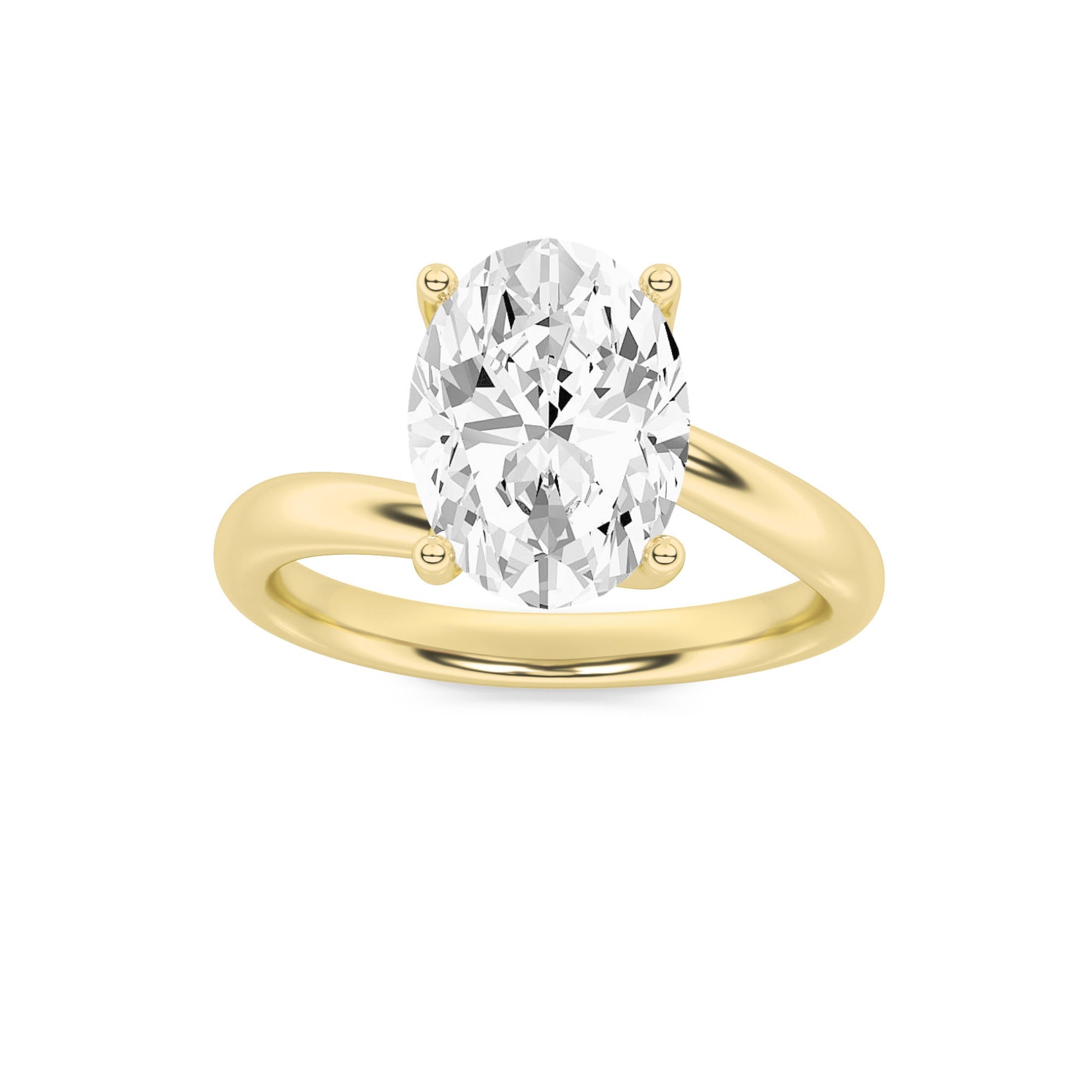 14K Yellow Gold Lab Grown Diamond Oval Solitaire Ring 1 Carat