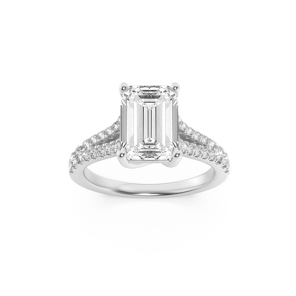 14K White Gold 1.7 Carat Lab Grown Diamond Emerald Cut Solitaire Ring