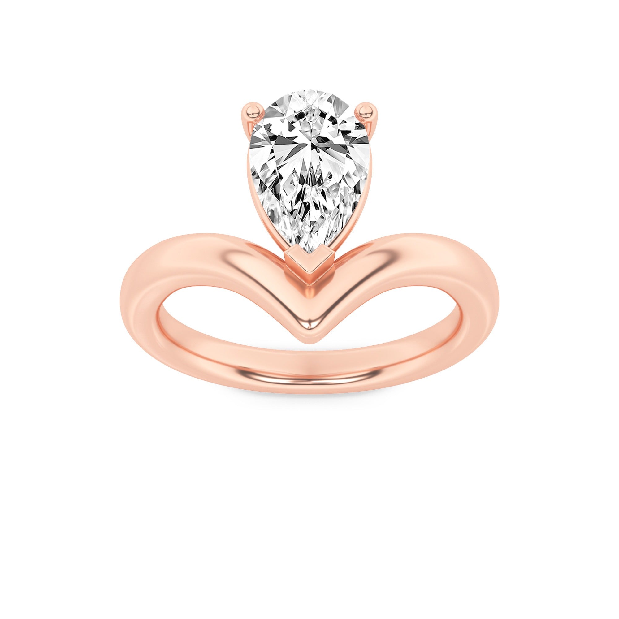 14K Rose Gold Lab Grown Diamond Pear Shape Ring 1.5 Ct
