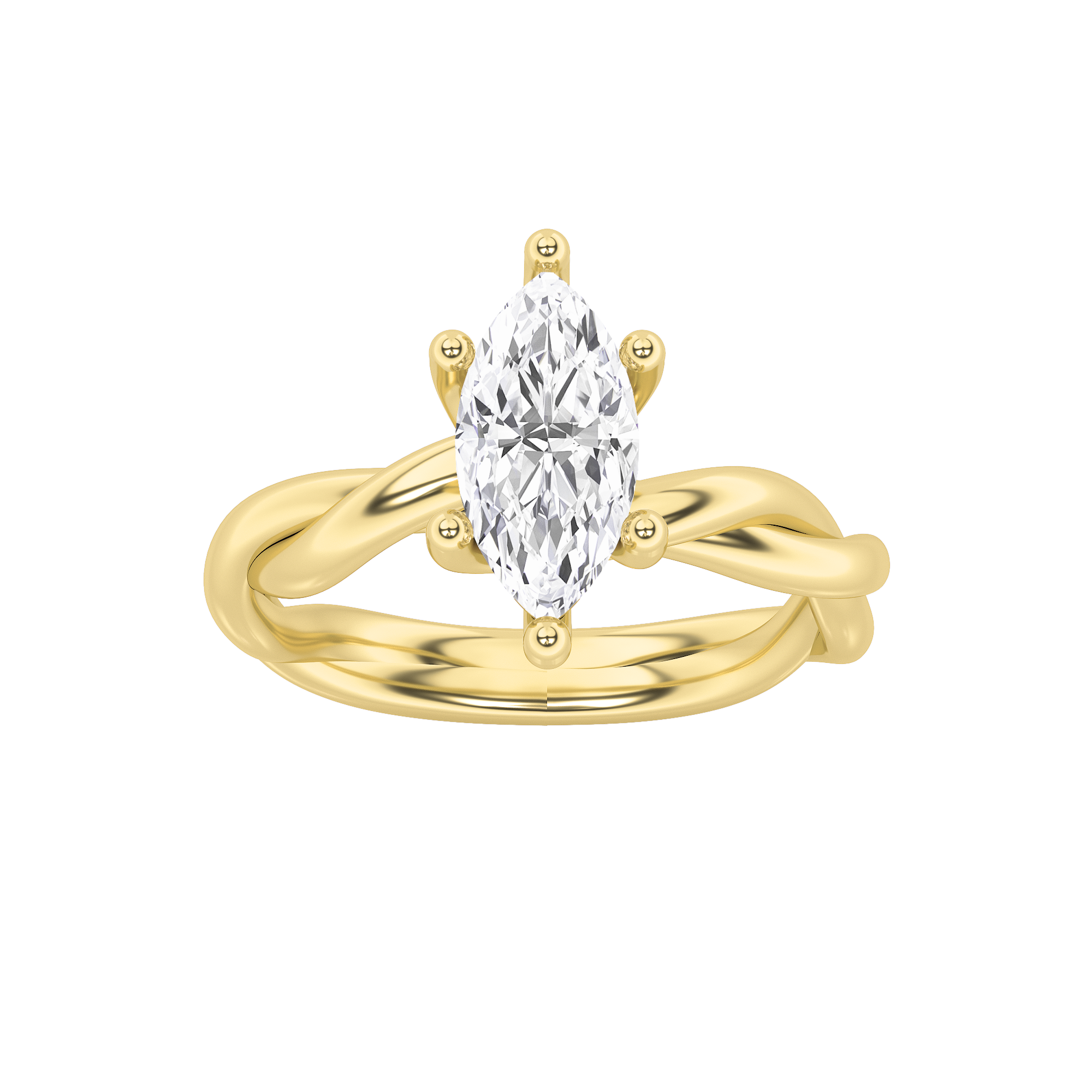 14K Yellow Gold Lab Grown Diamond Marquise Shape Ring 1.5 Ct