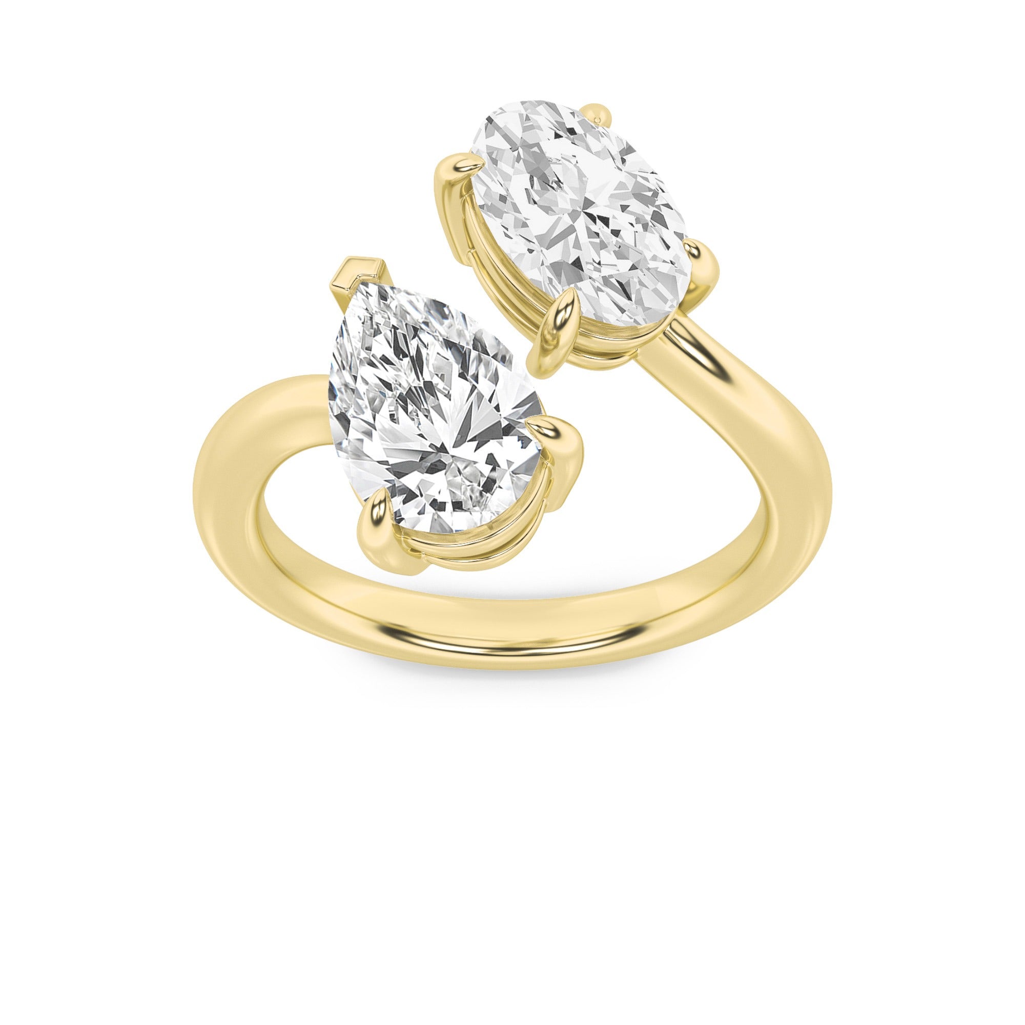 14K Yellow Gold Lab Grown Diamond Toe-Moe Ring 3.1 Ct