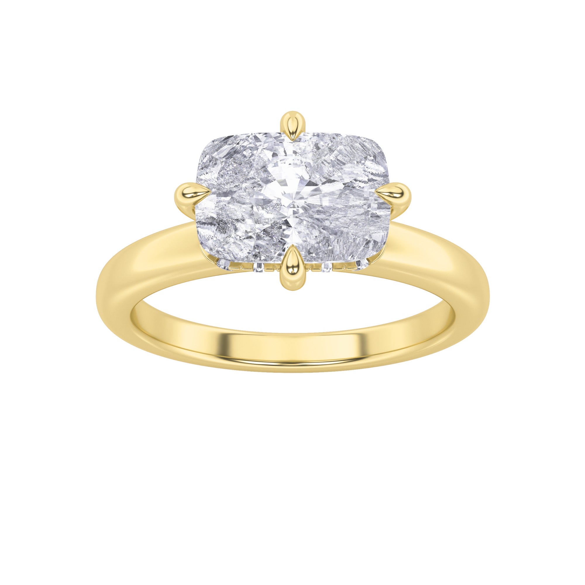 14K Yellow Gold Lab Grown Diamond Cushion Shape Ring 1.5 Ct