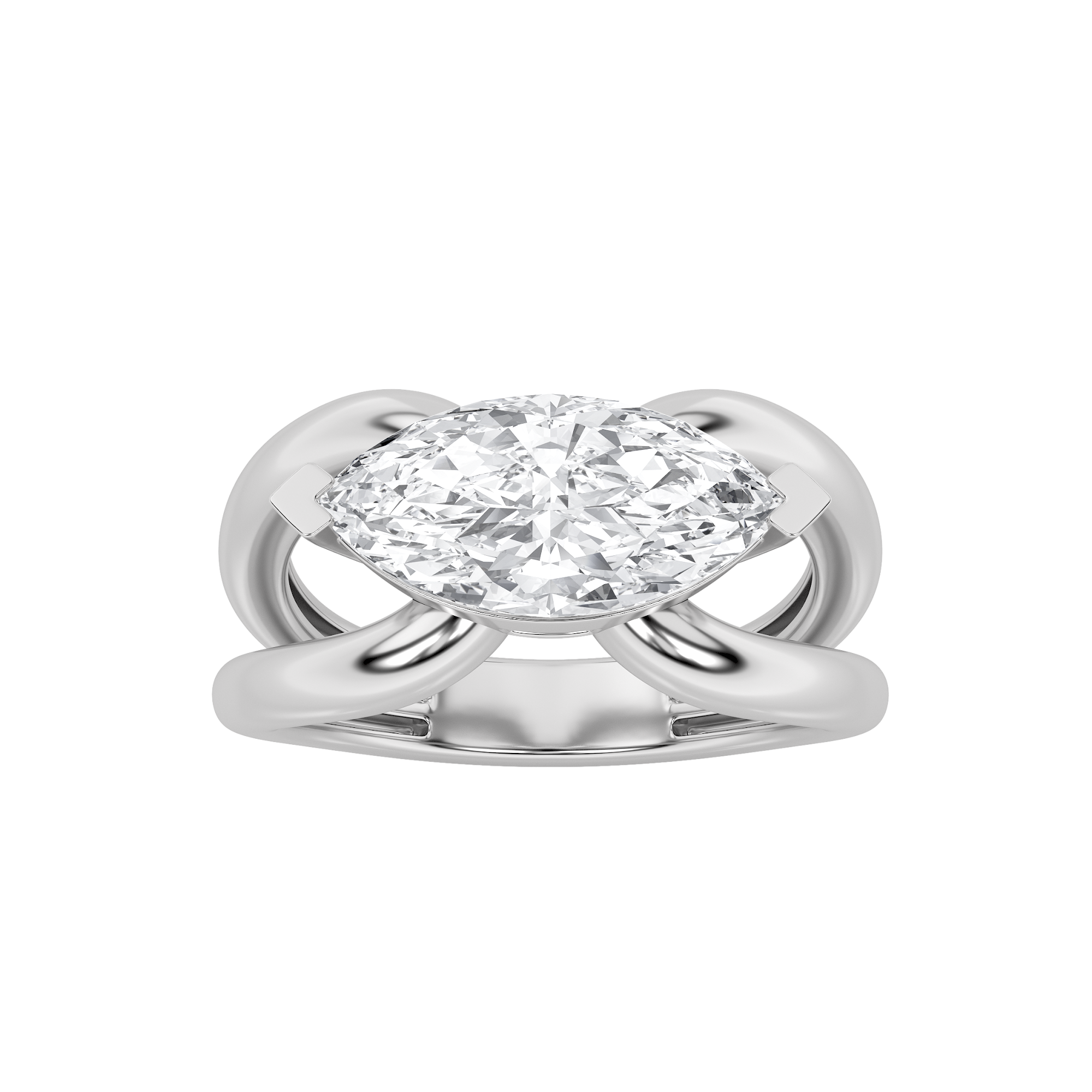 14K White Gold Lab Grown Diamond Marquise shape Ring 2 Ct