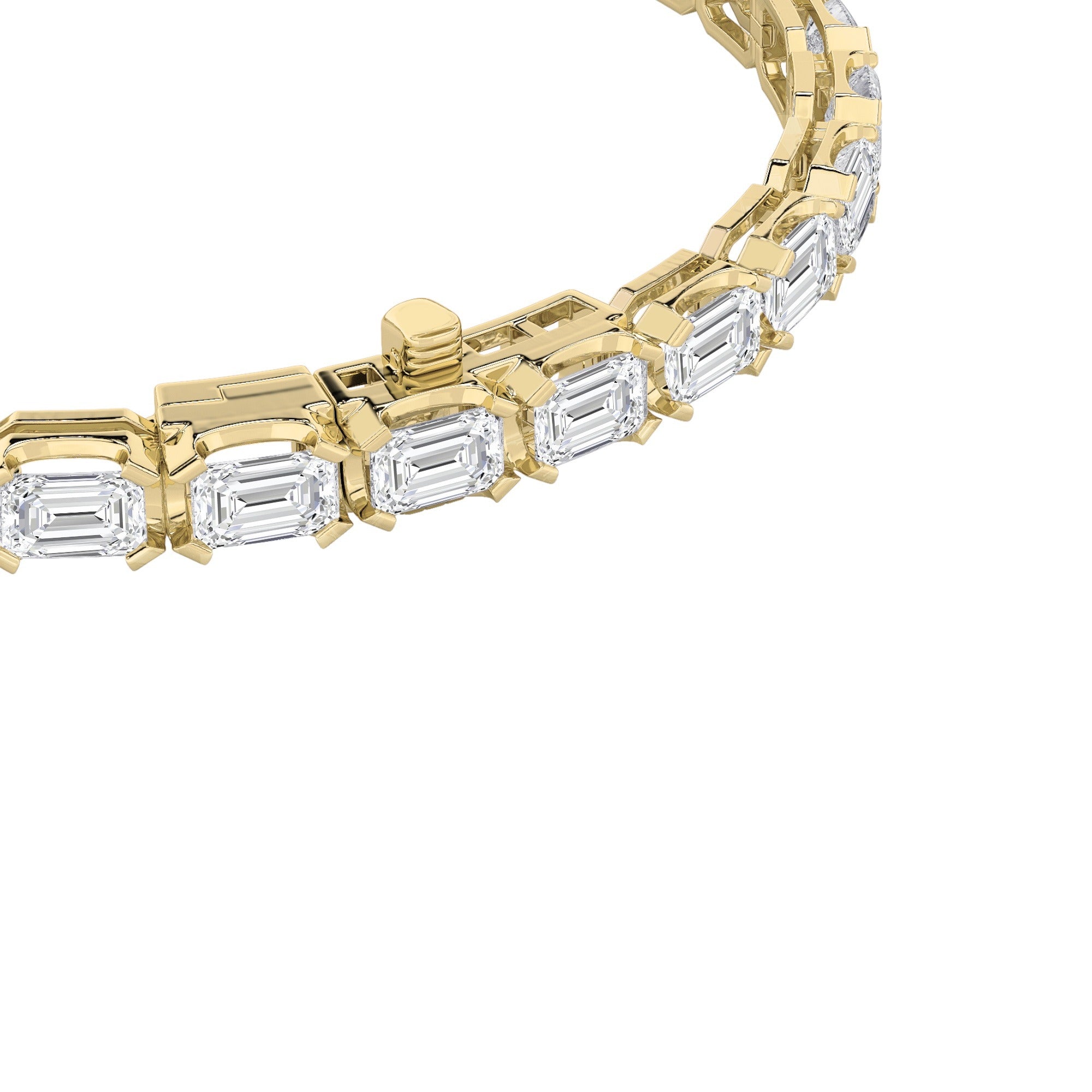 Emerald (F/VS) Lab Grown Diamond Bezel 14K Yellow Gold Tennis Bracelet