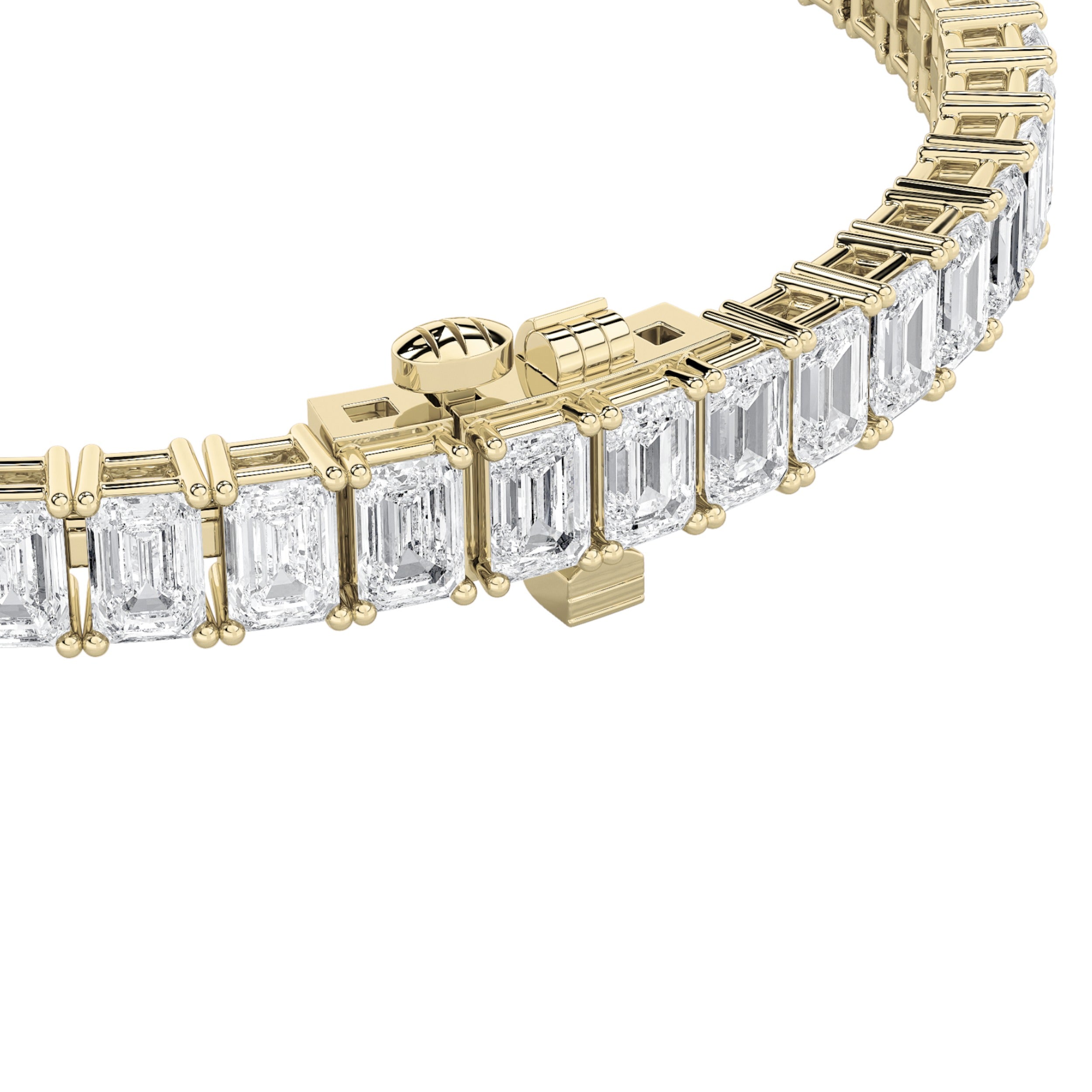 Emerald Shaped Lab Grown Diamond (F/VS) East West Line Bracelet in 14K Gold