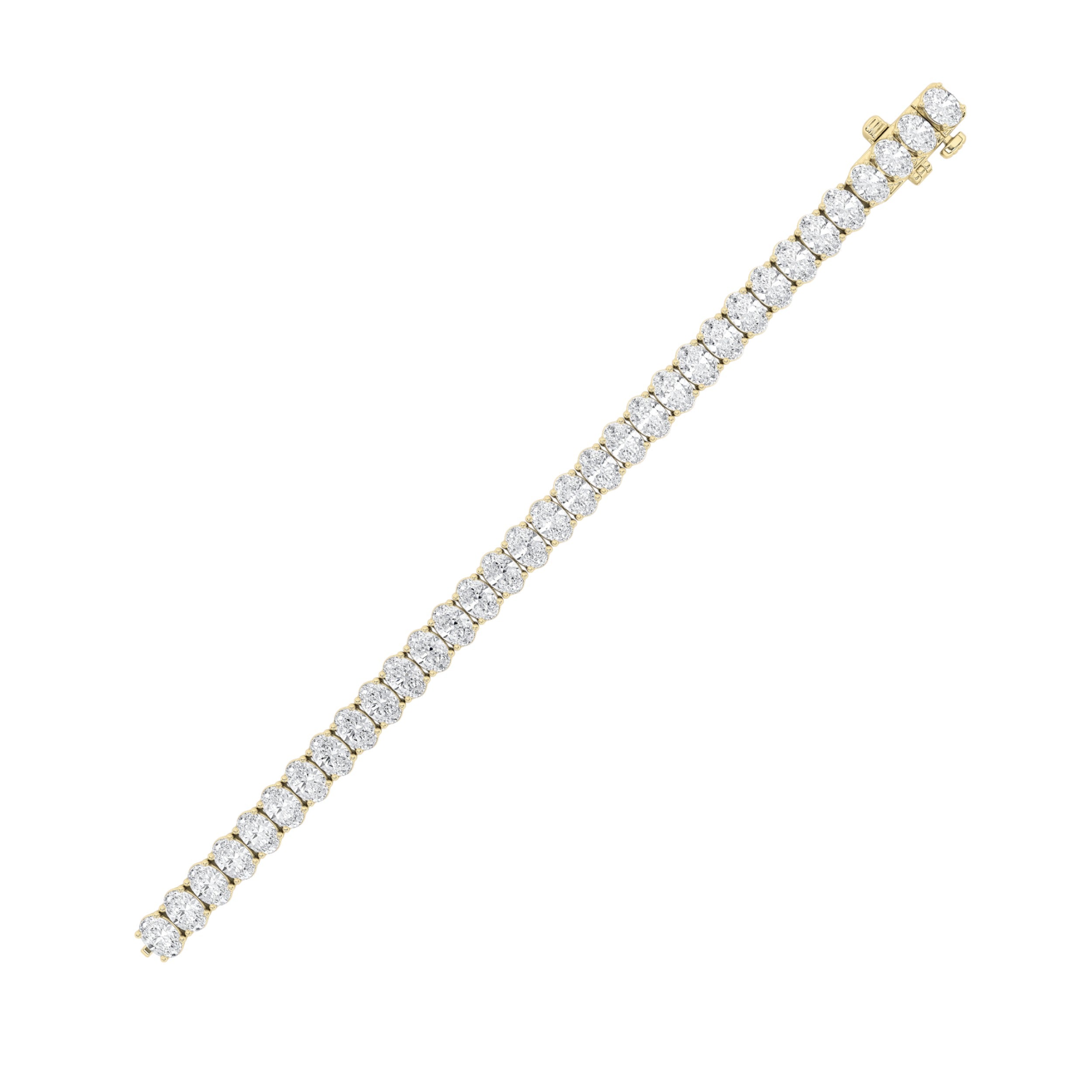 Oval Shaped Lab Grown Diamond East West Line Bracelet in 14K Gold