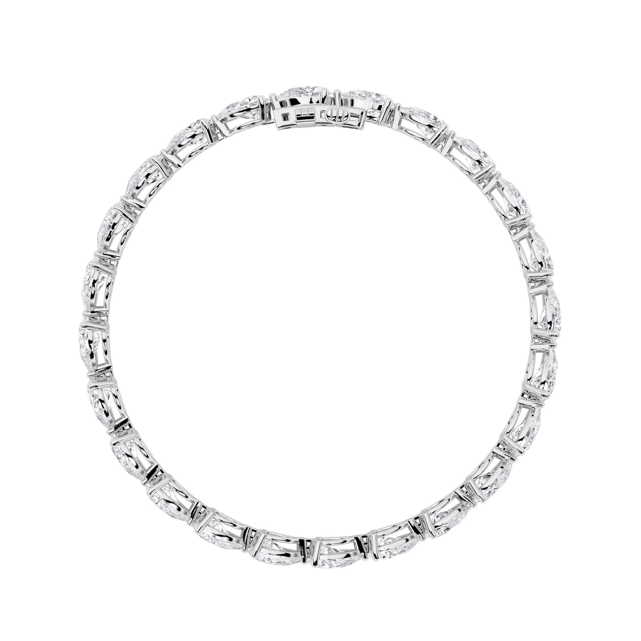 Pear (F/VS) Lab Grown Diamond Prong 14K White Gold Fancy Line Tennis Bracelet