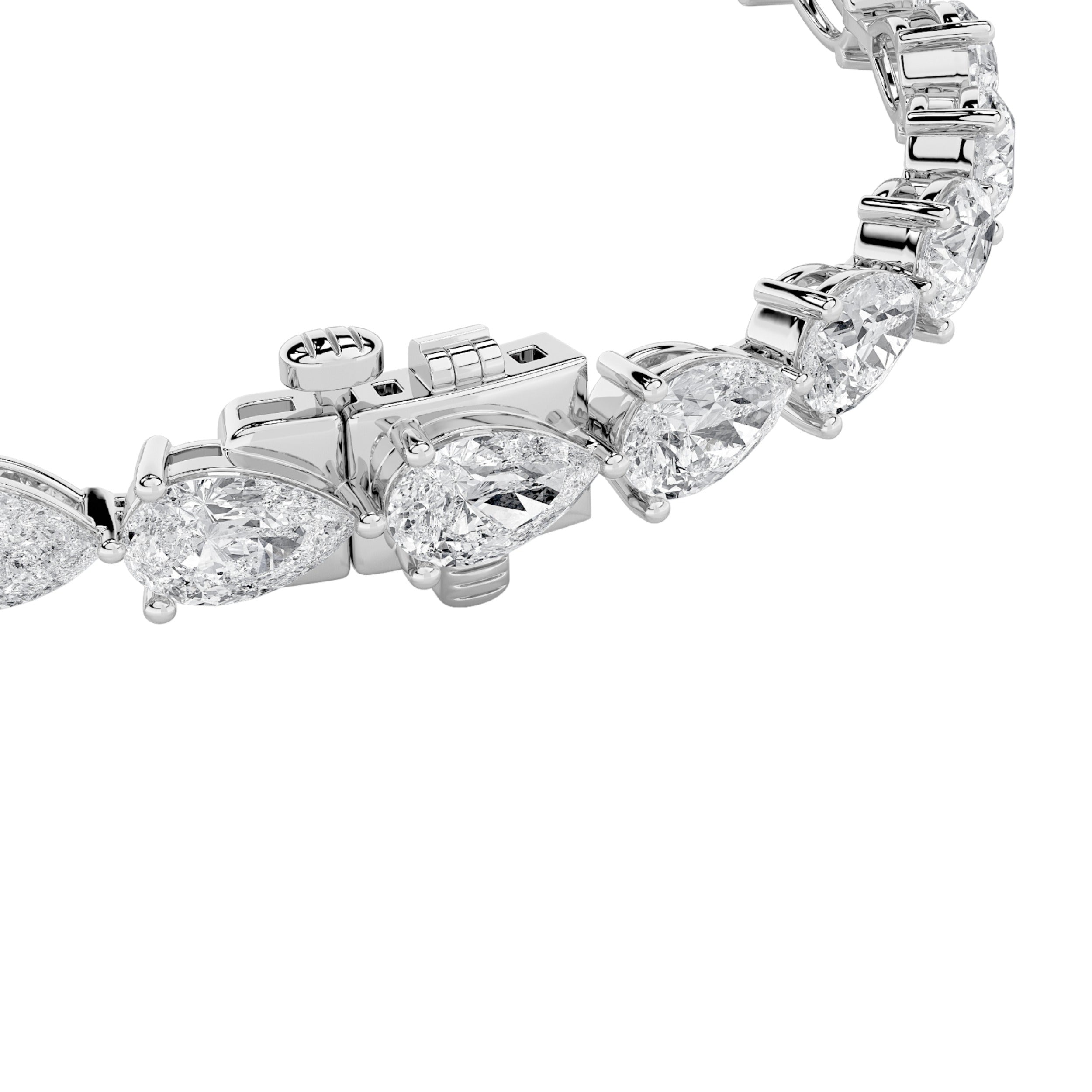 Pear (F/VS) Lab Grown Diamond Prong 14K White Gold Fancy Line Tennis Bracelet