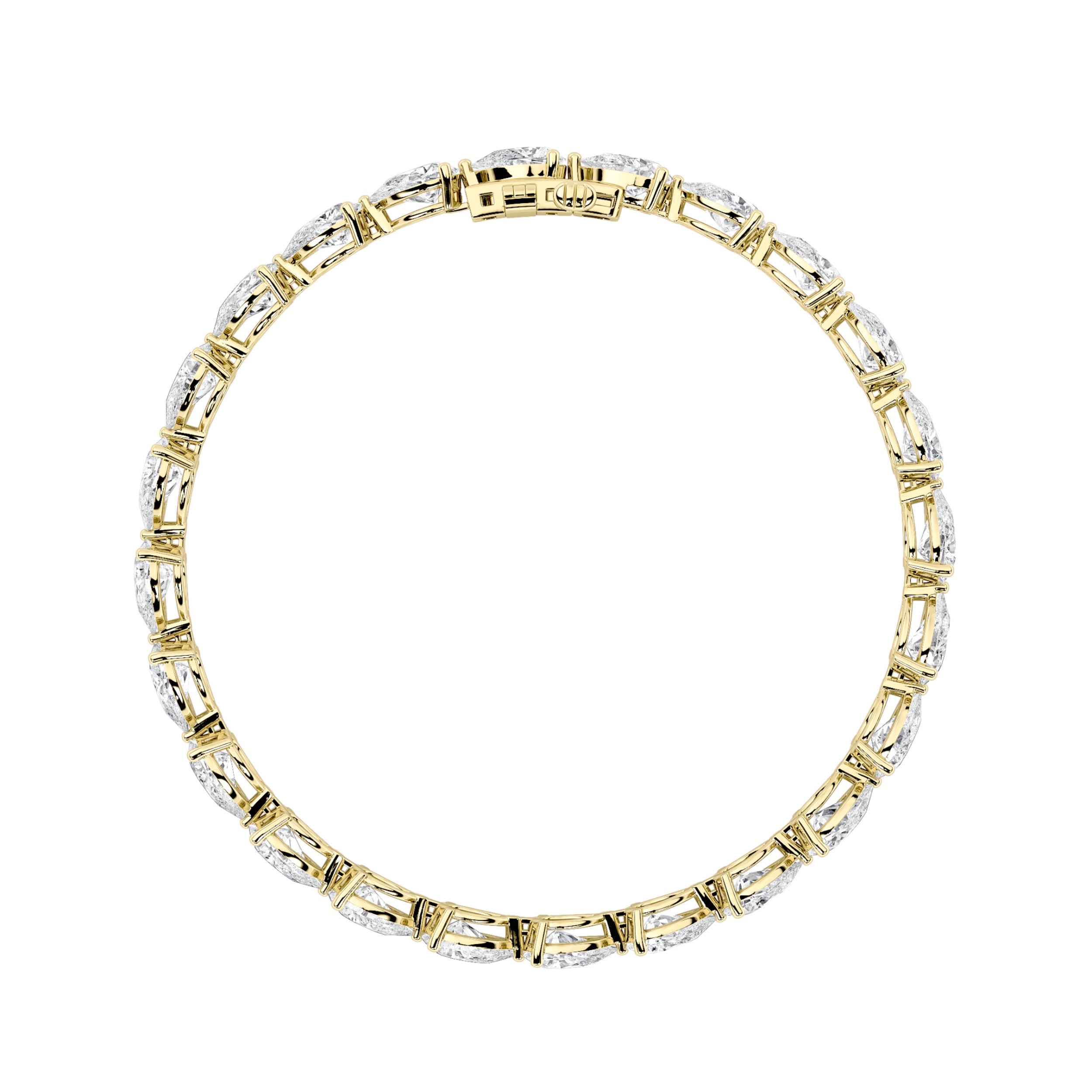 Pear (F/VS) Lab Grown Diamond Prong 14K Yellow Gold Fancy Line Tennis Bracelet