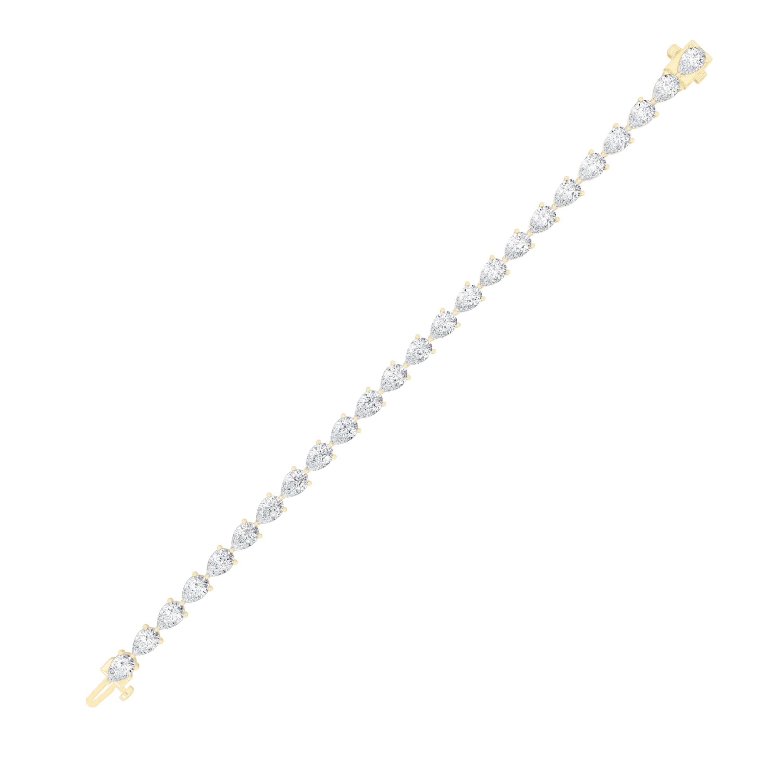 Pear (F/VS) Lab Grown Diamond Prong 14K Yellow Gold Fancy Line Tennis Bracelet