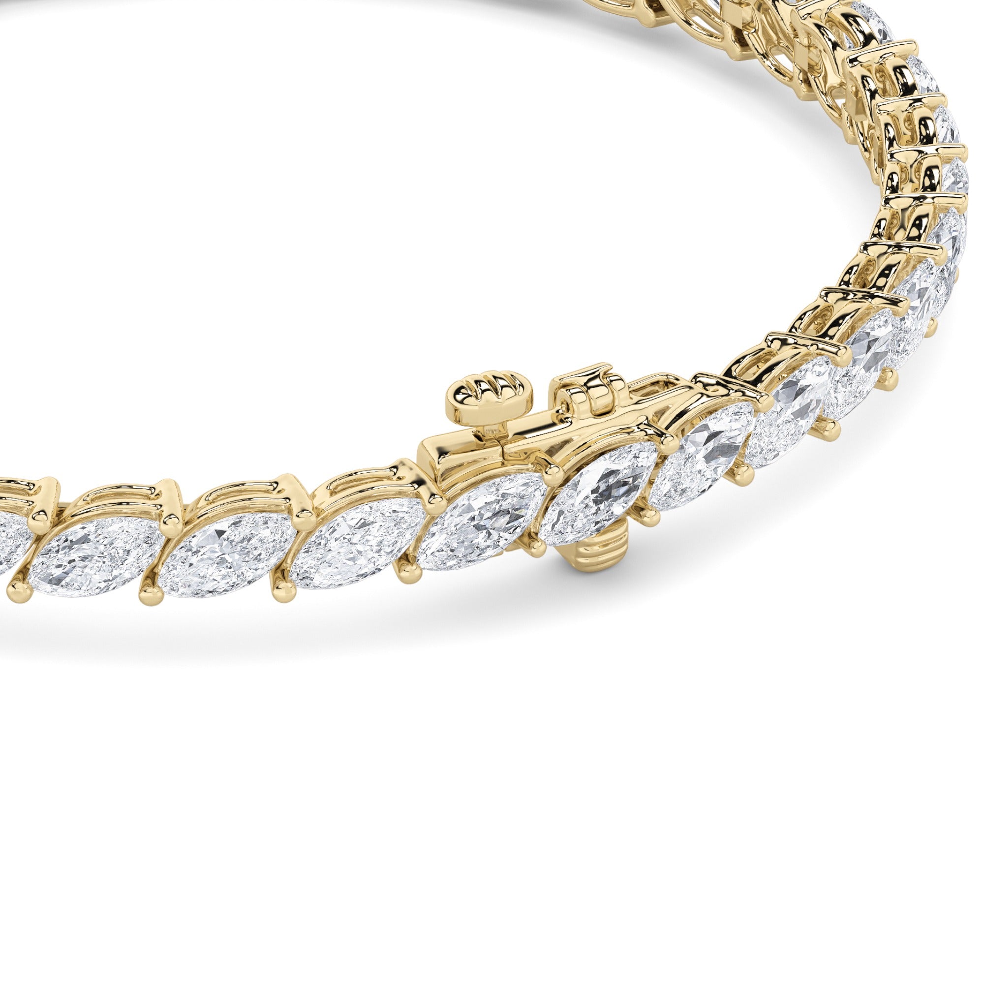 13 Ctw Marquise (F/VS) Lab Grown Diamond Prong 14K Yellow Gold Fancy Tennis Bracelet