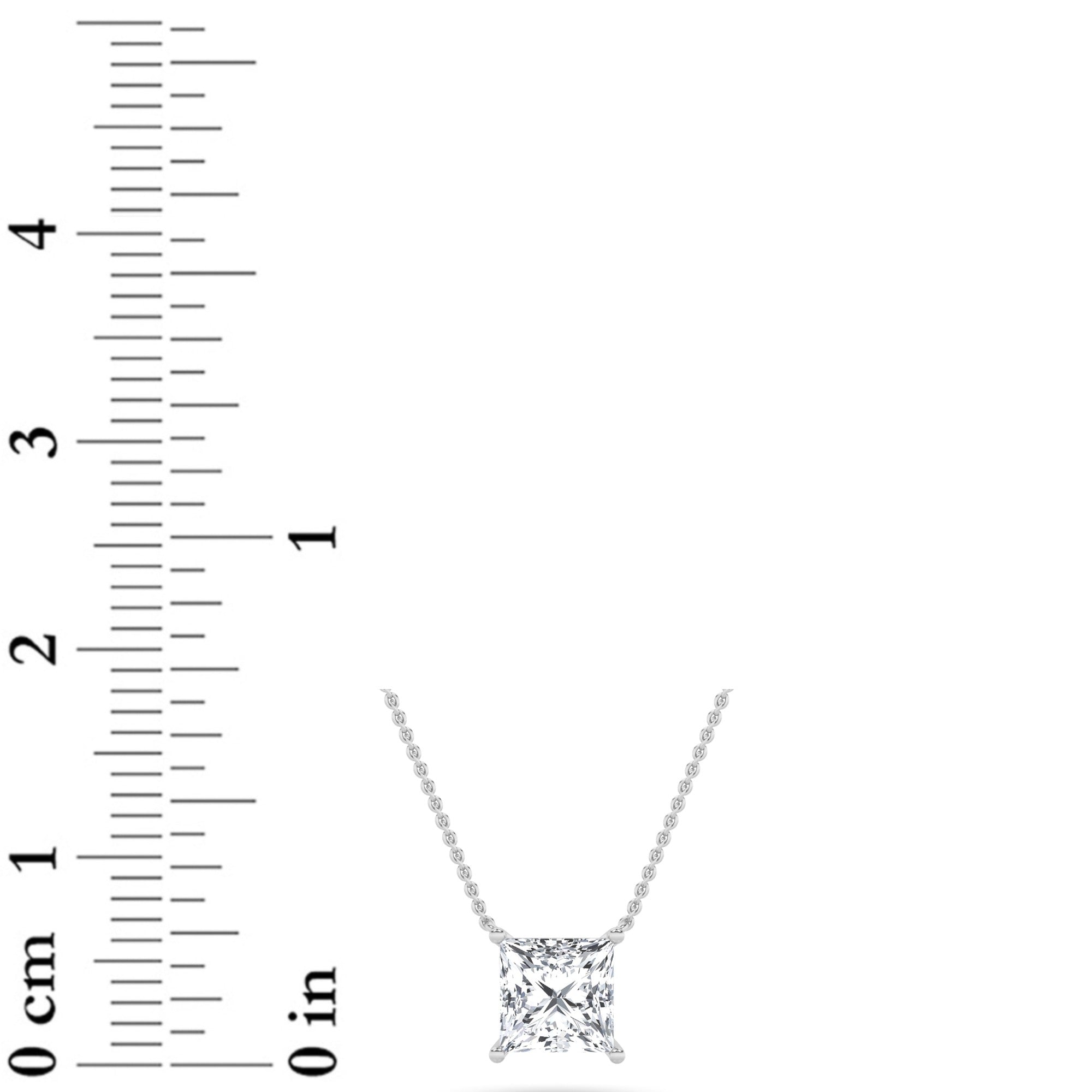 1 Ct Princess (F/VS) Lab Grown Diamond Prong 14K White Gold Classic Solitaire Pendant Necklace