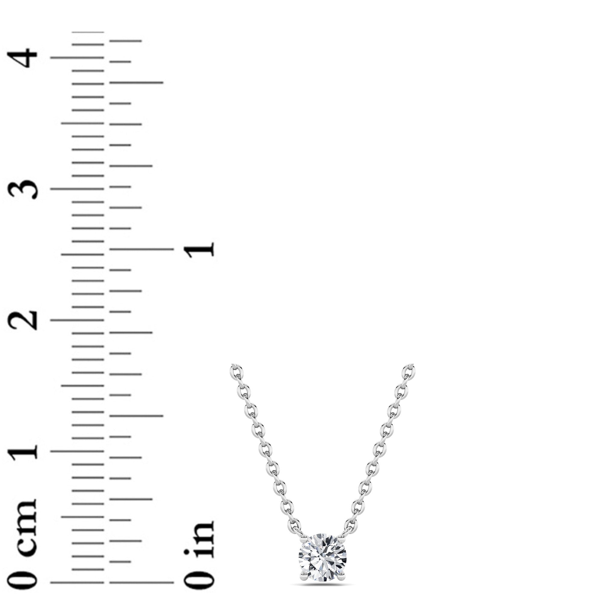 Round Lab Grown Diamond Prong 14k White Gold Solitaire Pendant Necklace