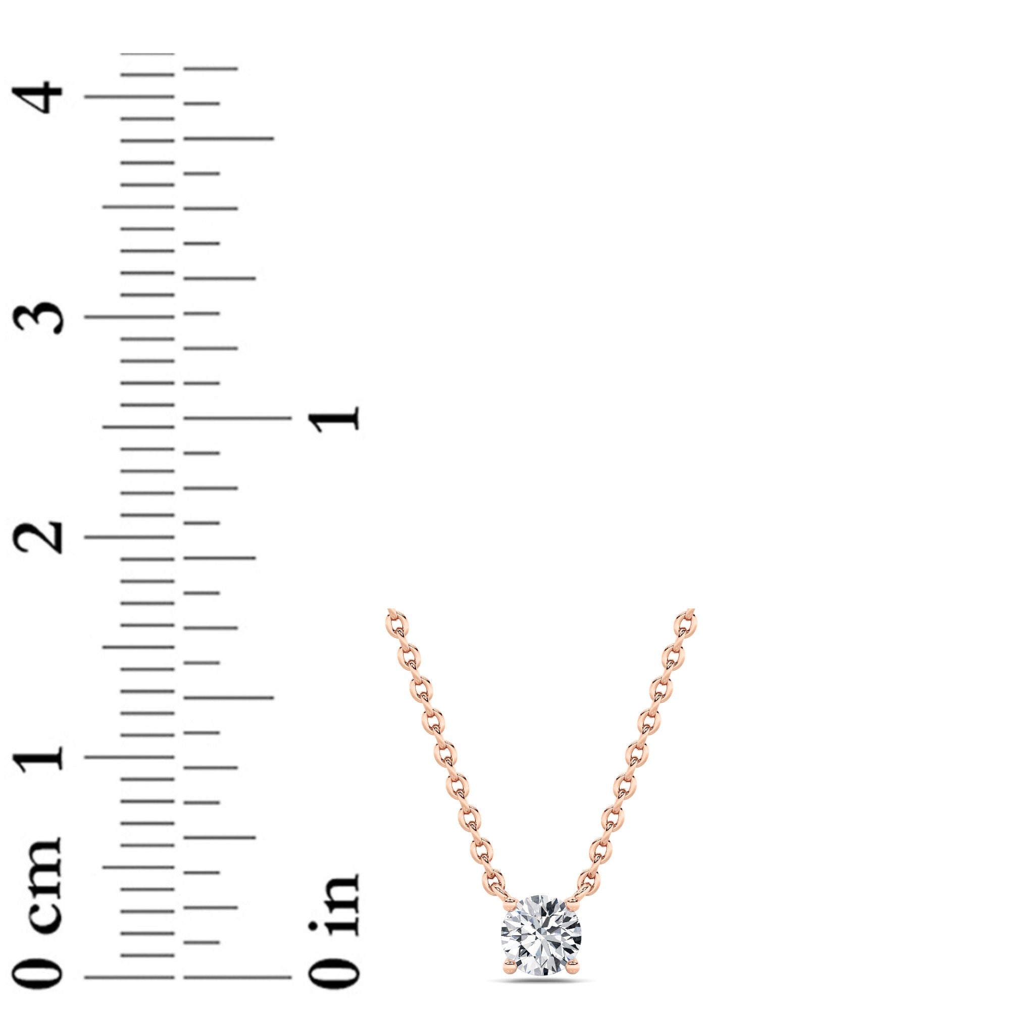 Round Lab Grown Diamond Prong 14k Rose Gold Solitaire Pendant Necklace