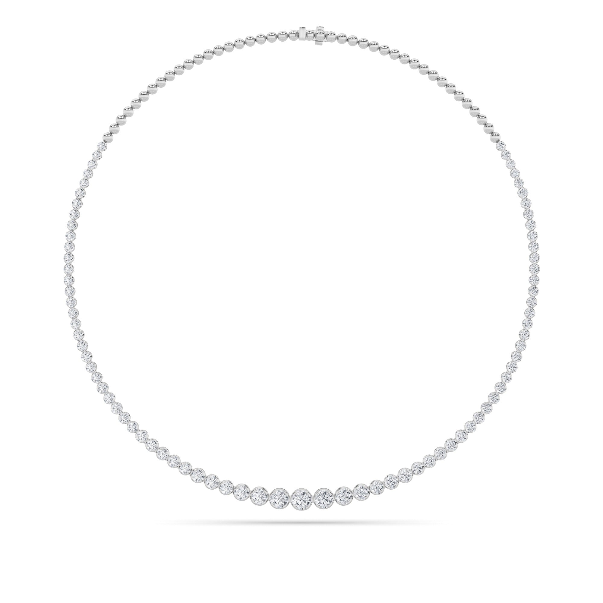 7 Ct Round (F/VS) Lab Grown Diamond Prong 14K White Gold Graduating Half Riviera Tennis Necklace